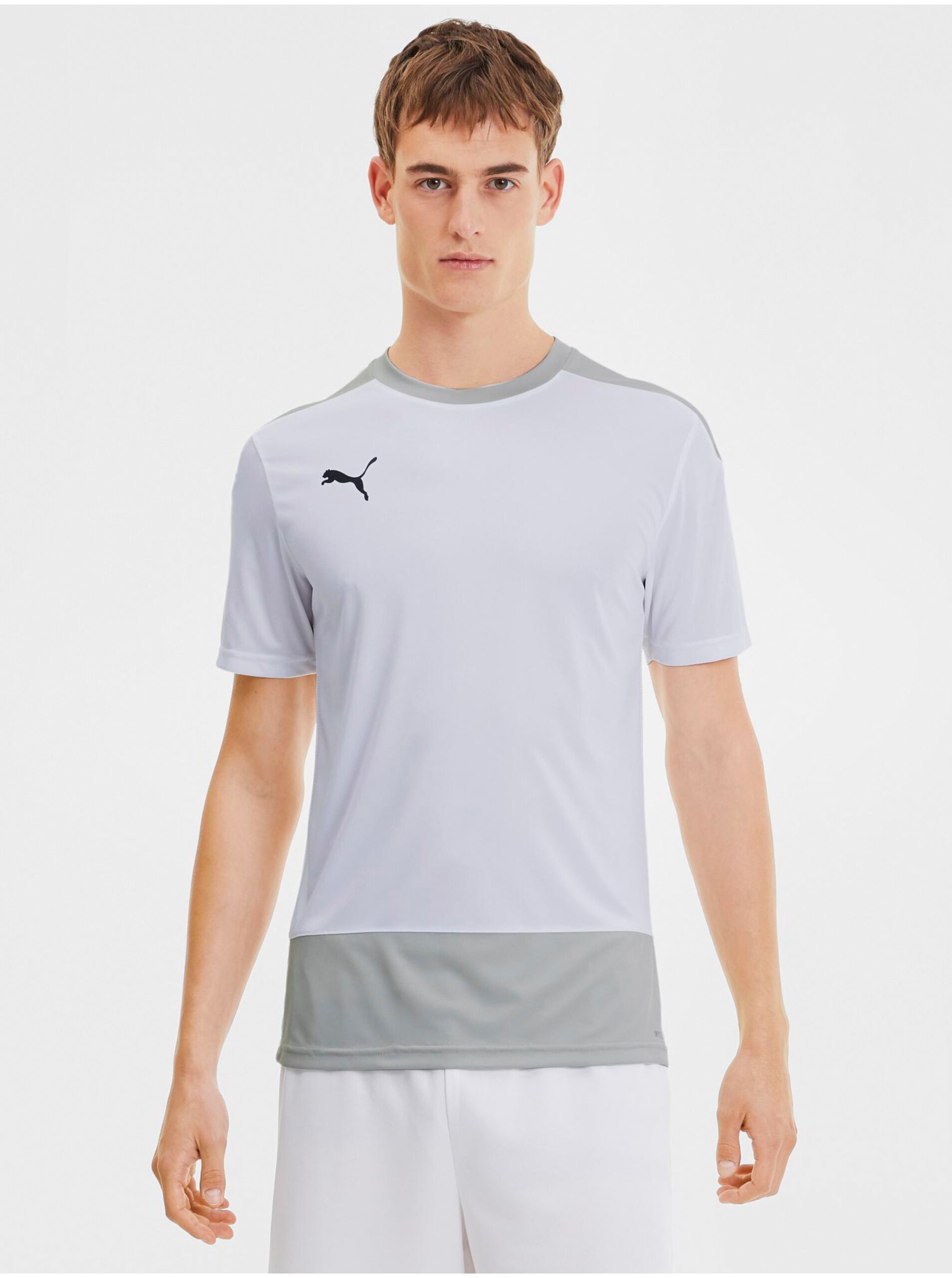 E-shop Šedo-bílé pánské tričko Puma