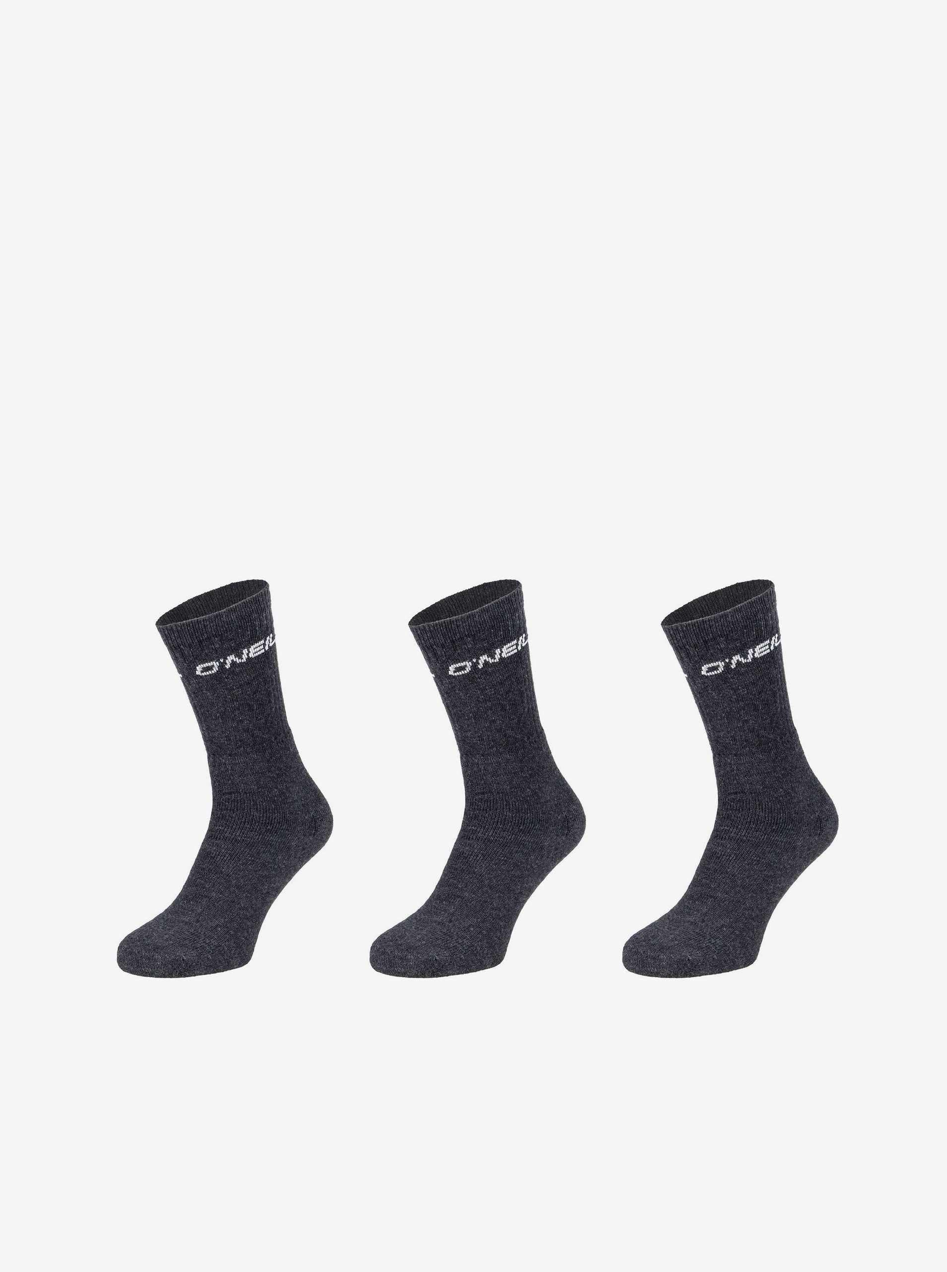 Levně Sada tří párů unisex ponožek v tmavě šedé barvě O'Neill SPORTSOCK 3P