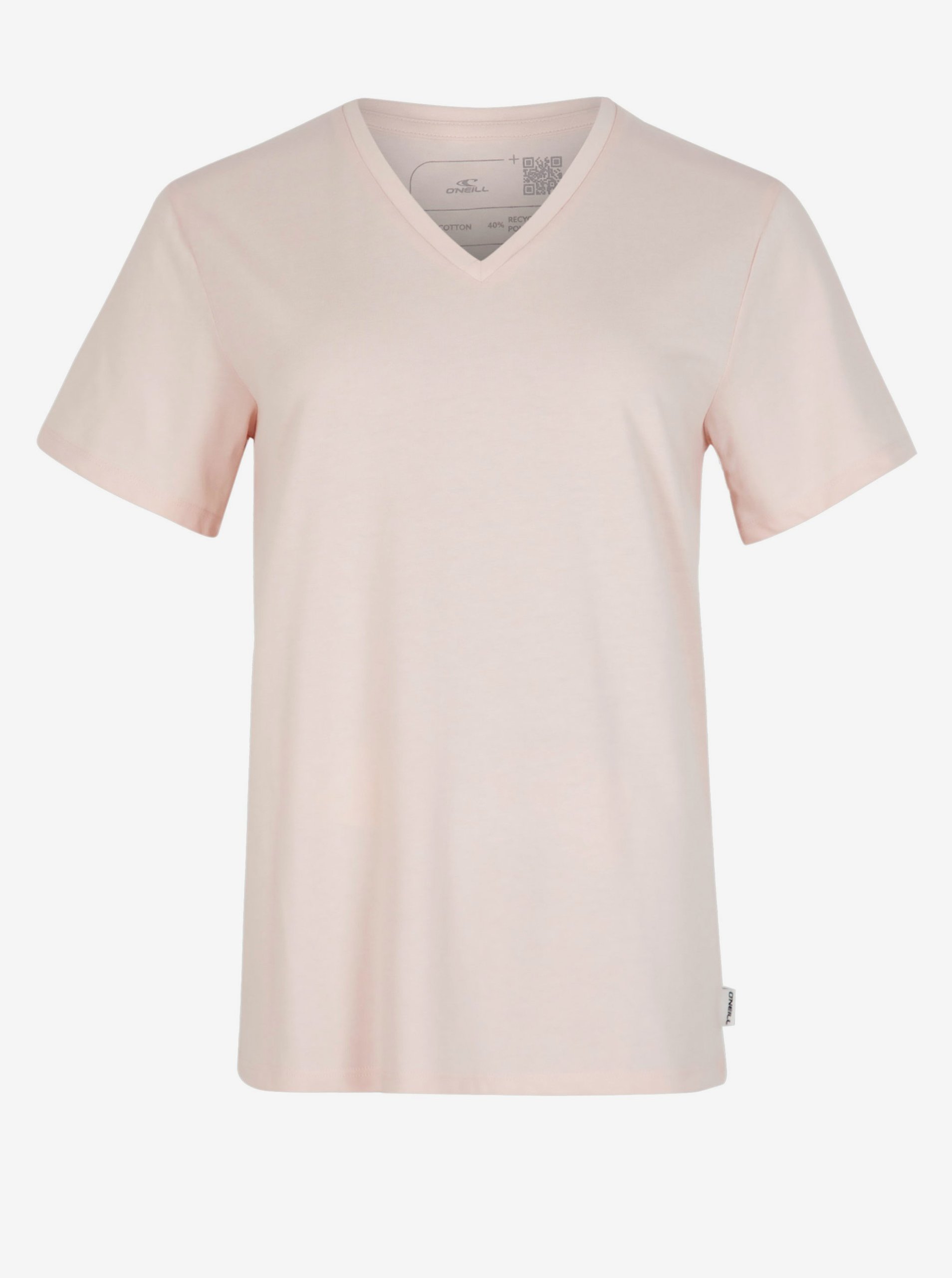 Levně Béžové dámské basic tričko s véčkovým výstřihem O'Neill ESSENTIALS V-NECK T-SHIRT