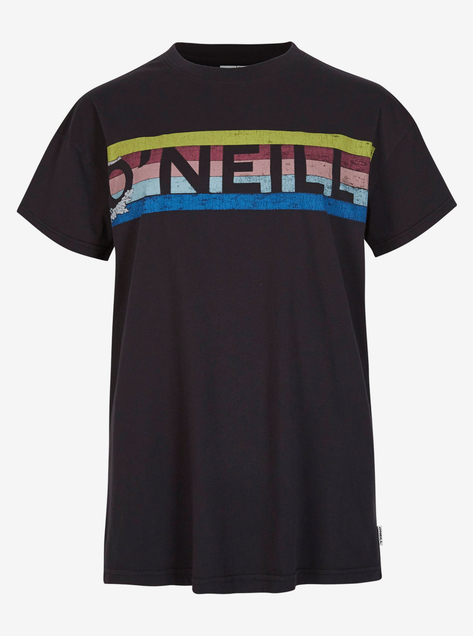 Levně Černé dámské tričko s potiskem O'Neill CONNECTIVE GRAPHIC LONG TSHIRT