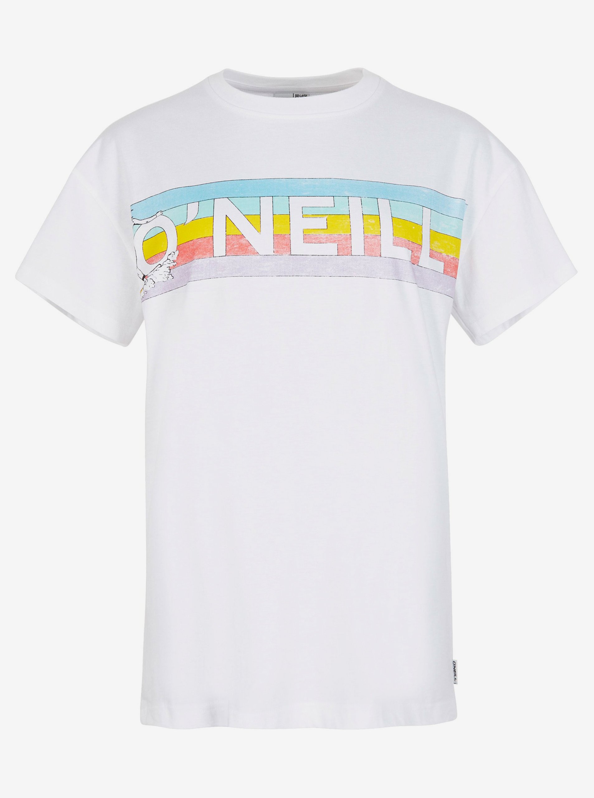 Levně Bílé dámské tričko s potiskem O'Neill CONNECTIVE GRAPHIC LONG TSHIRT
