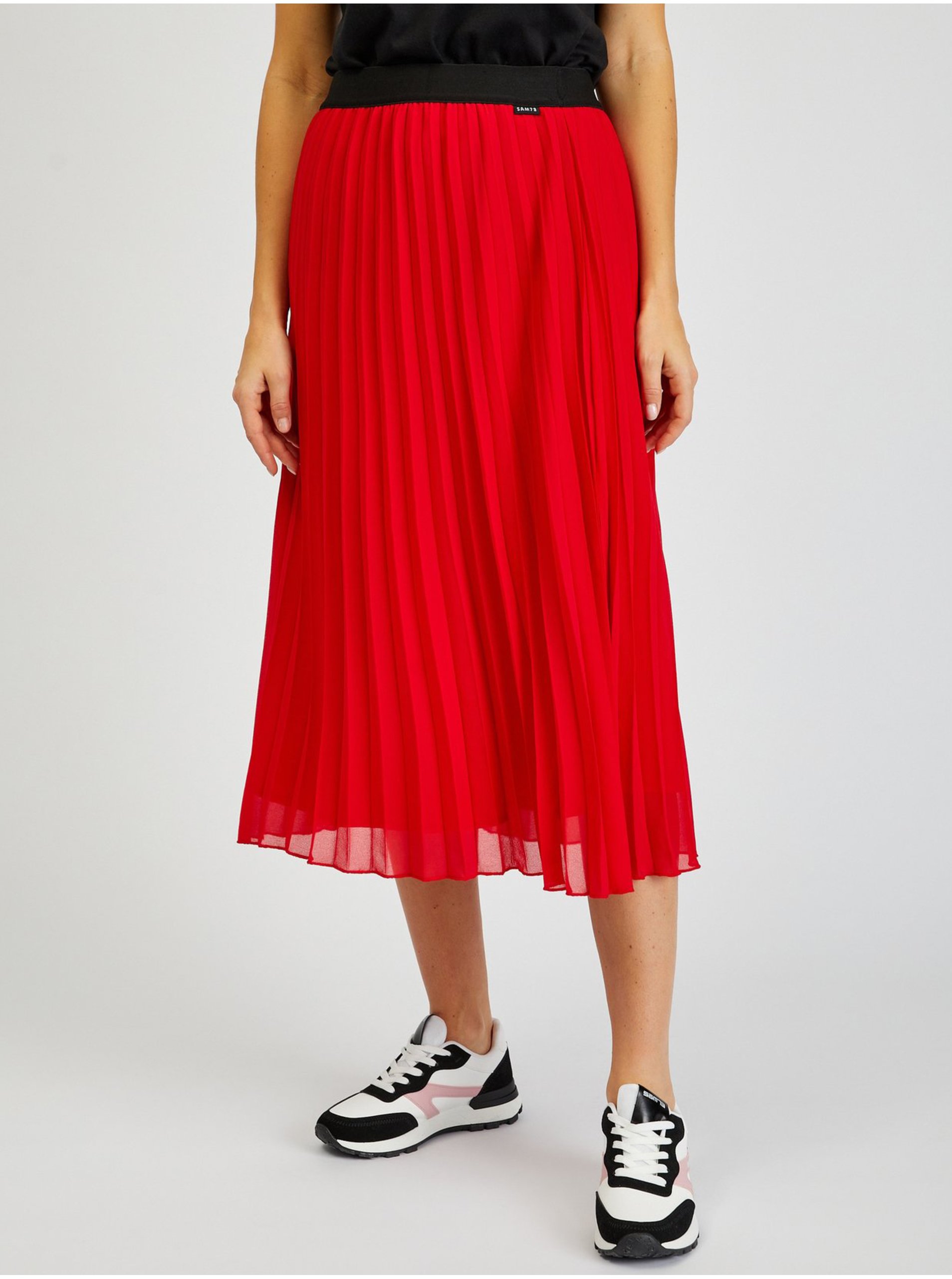 Levně Červená dámská plisovaná midi sukně SAM73 Sagittarius