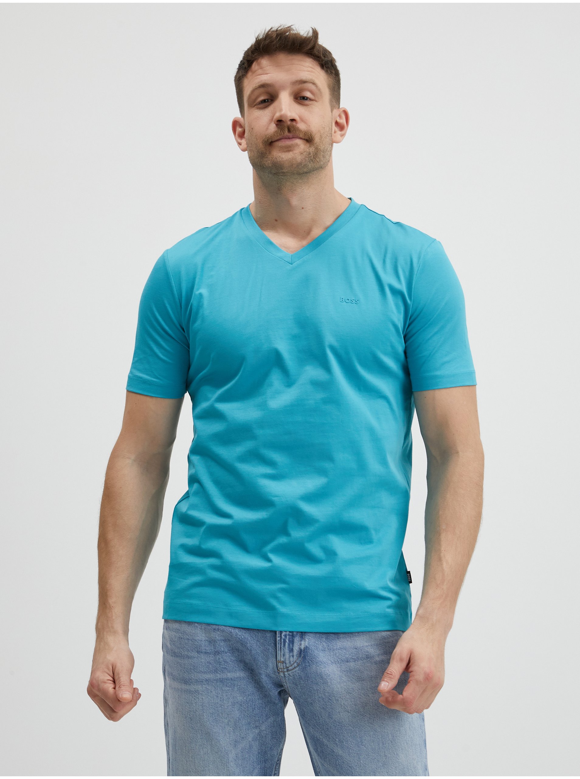 Lacno Modré pánske tričko Hugo Boss Terry
