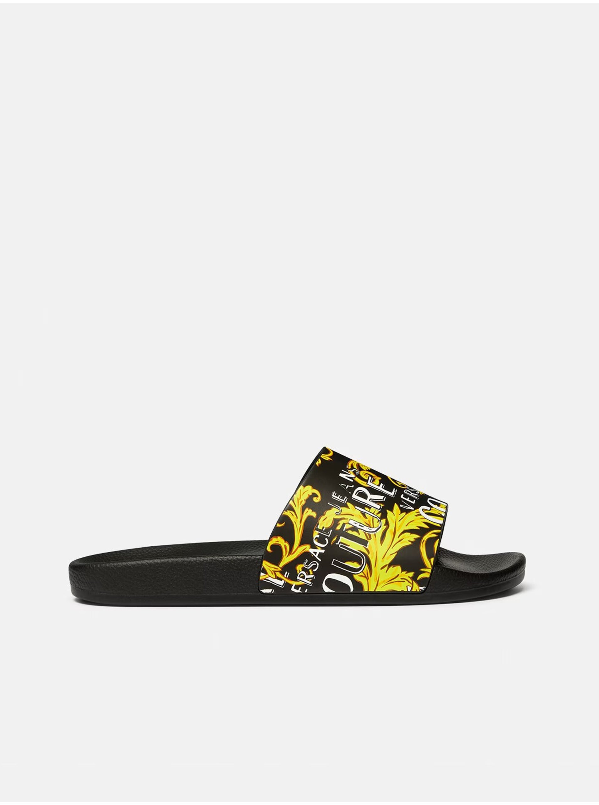 E-shop Žluto-černé pánské vzorované pantofle Versace Jeans Couture Fondo Slide