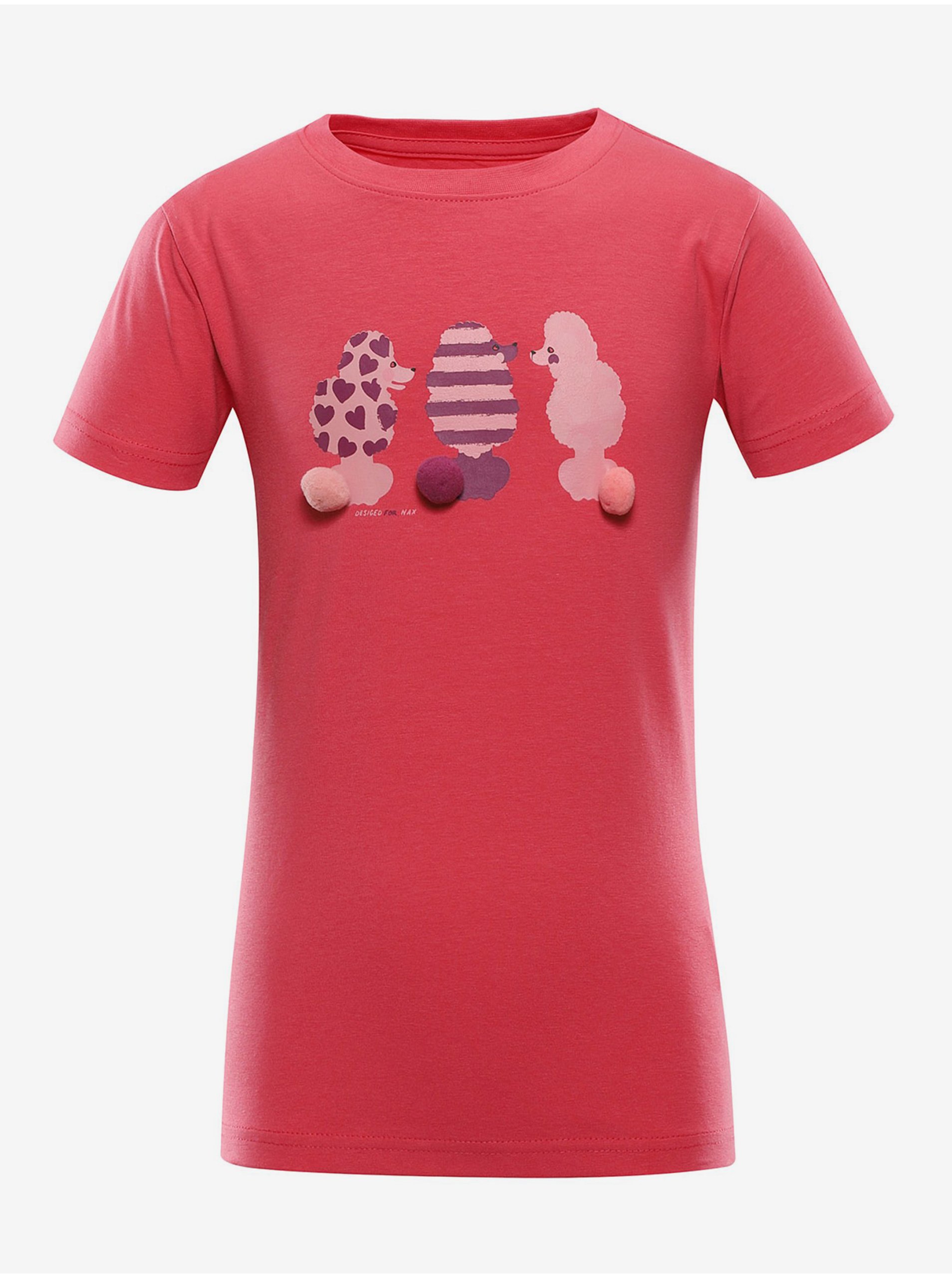 Levně Tmavě růžové holčičí tričko s potiskem NAX POLEFO