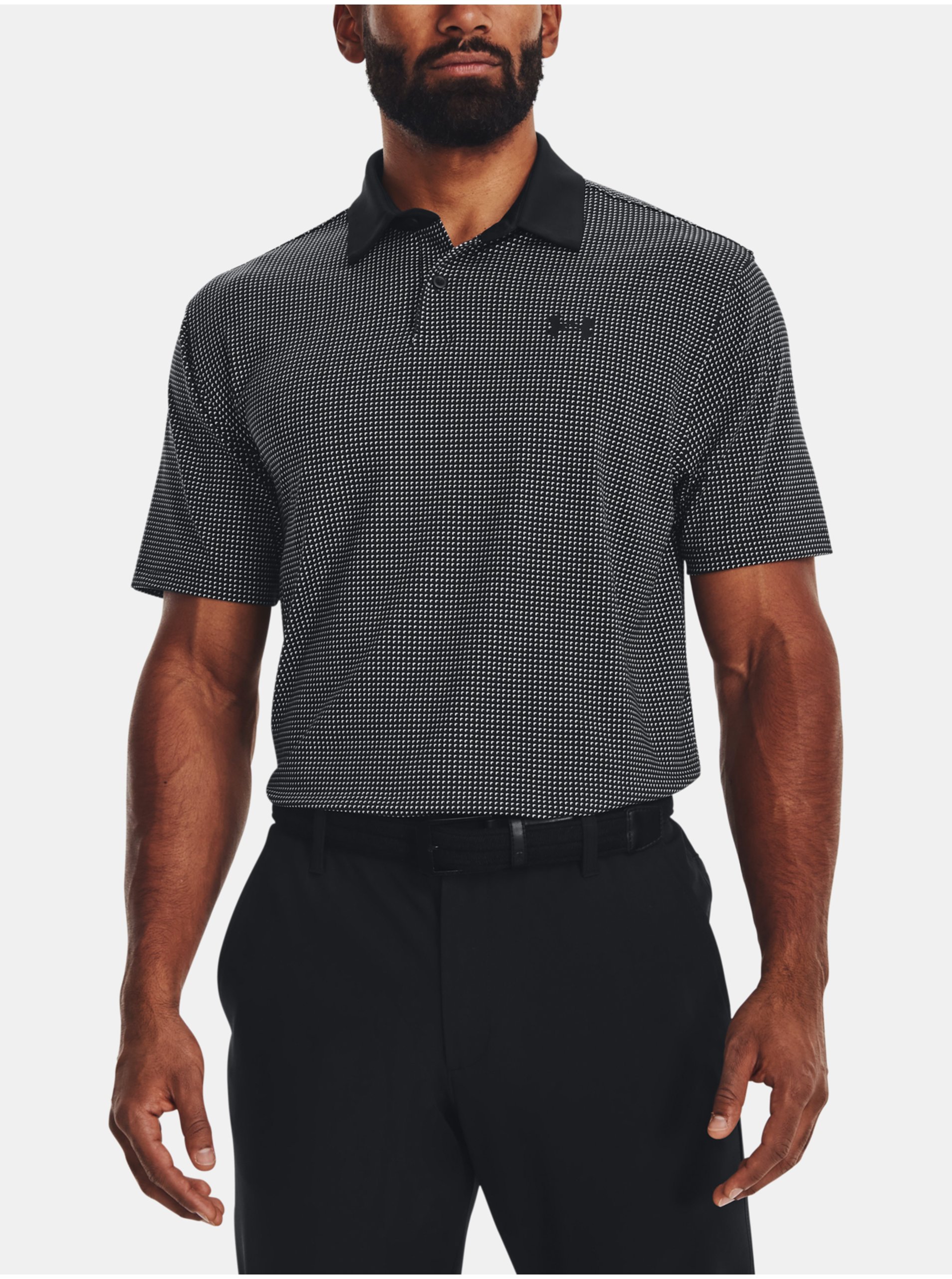 Levně Černé pánské vzorované sportovní polo tričko Under Armour UA T2G Printed Polo