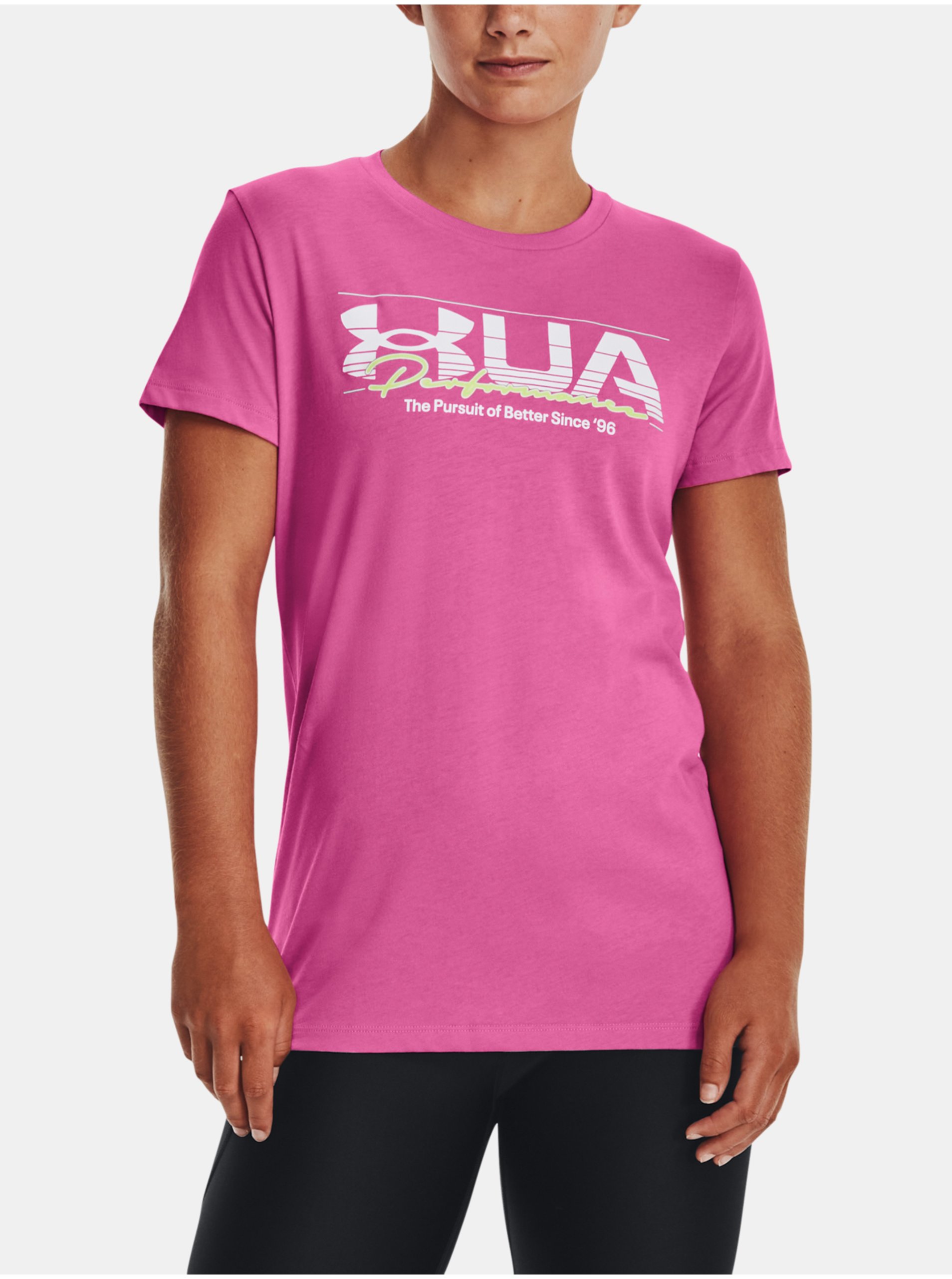 Levně Růžové dámské sportovní tričko Under Armour UA VINTAGE PERFORMANCE SS