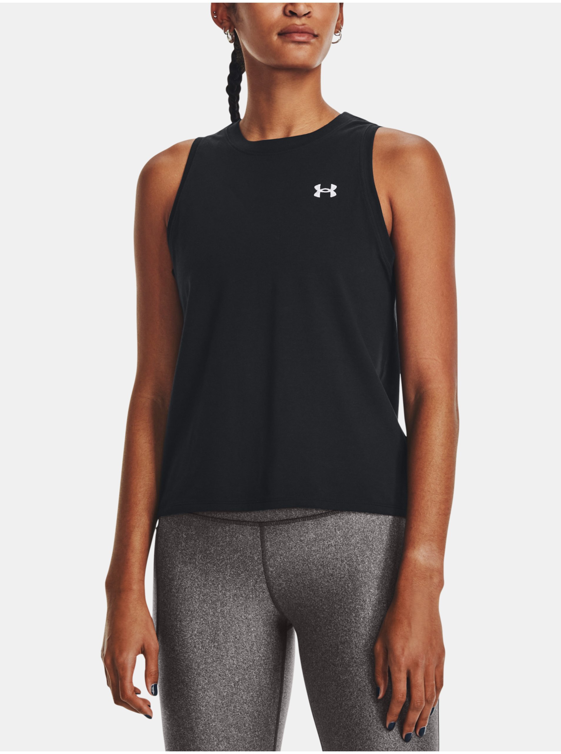 Levně Černé dámské sportovní tílko Under Armour UA Essential Cttn Strch Tank