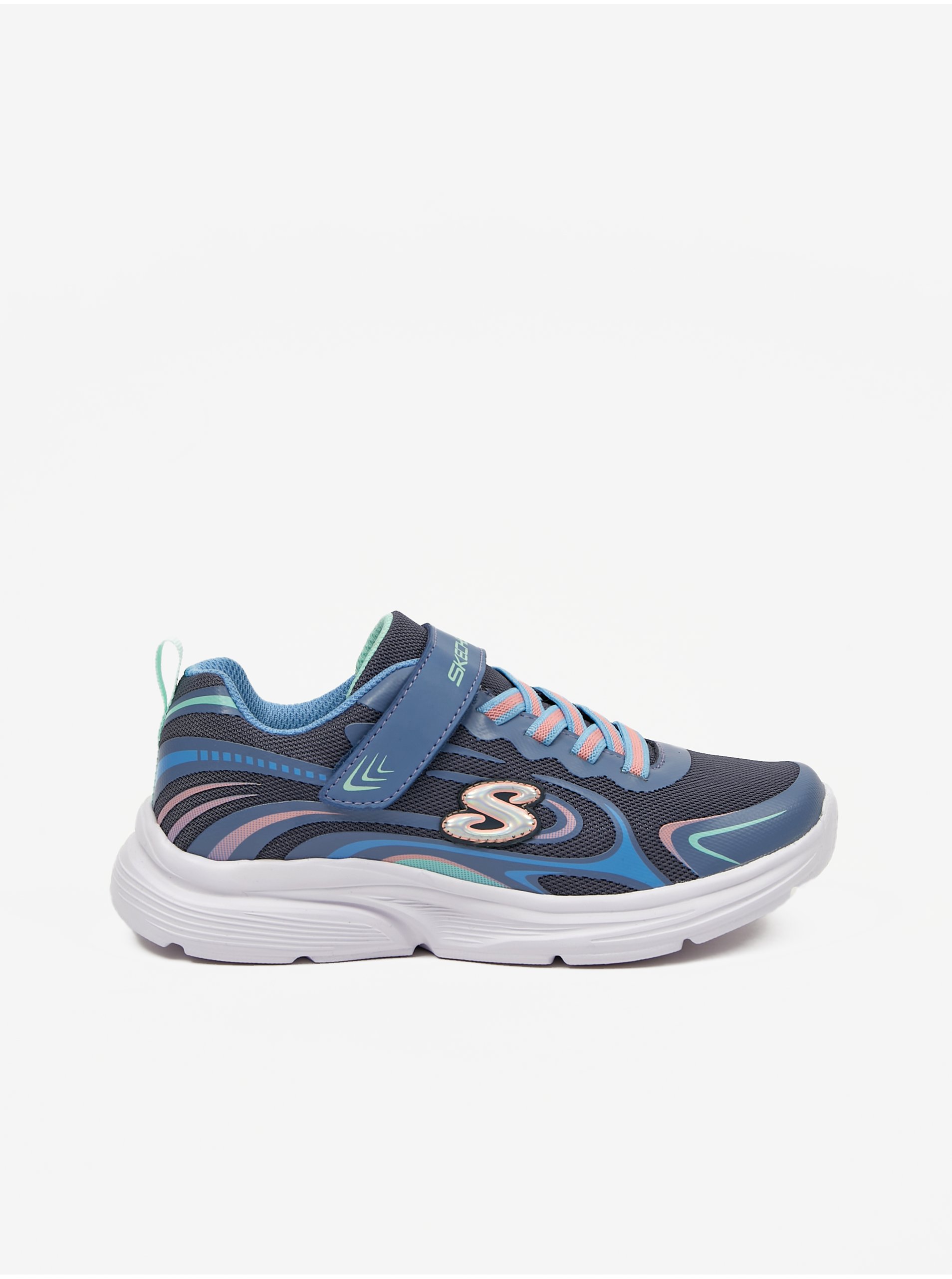 E-shop Modré holčičí tenisky Skechers Wavy Lites Eureka Shine