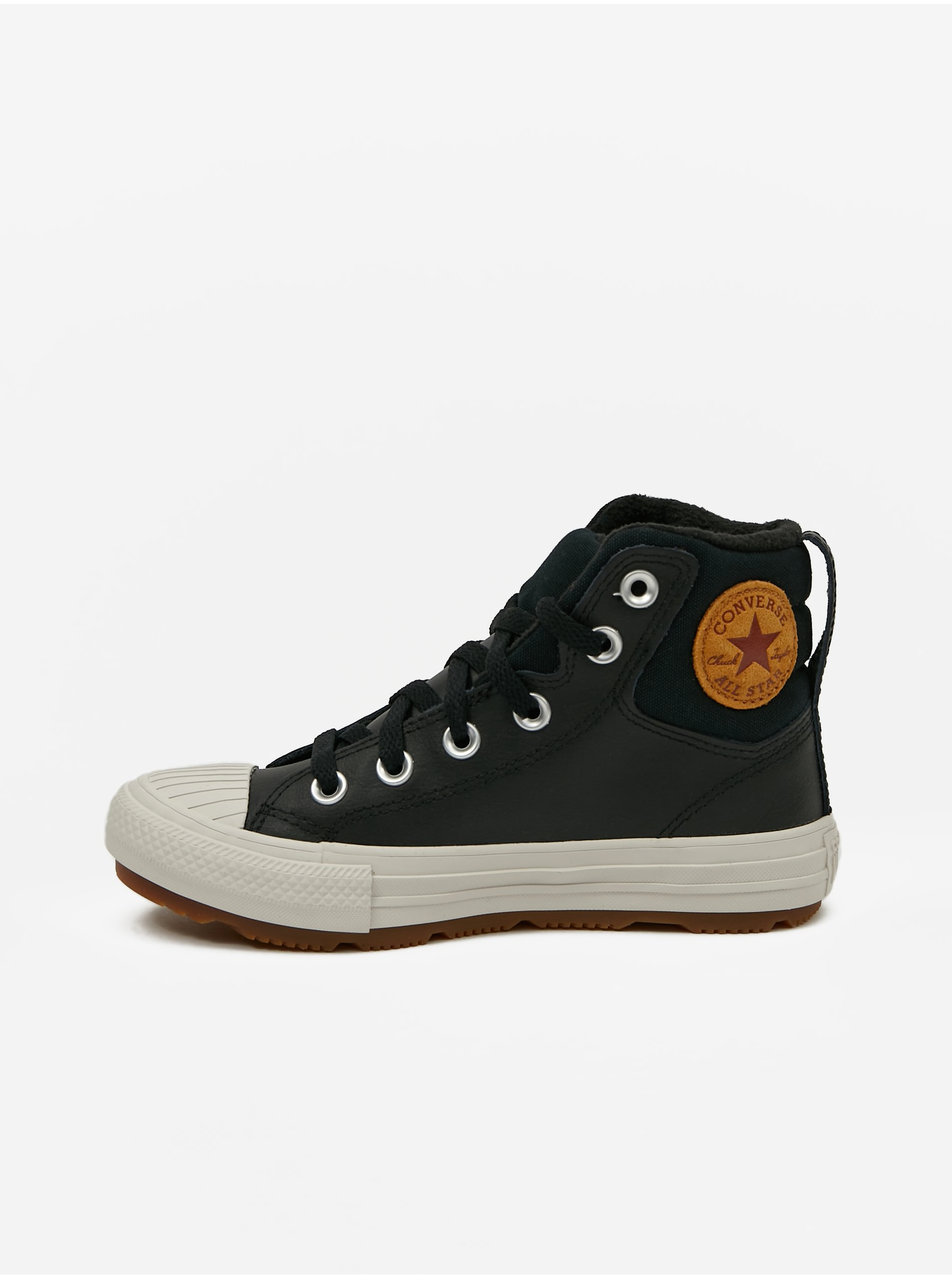 E-shop Čierne chlapčenské členkové kožené tenisky Converse Chuck Taylor All Star Berkshire Boot Leather