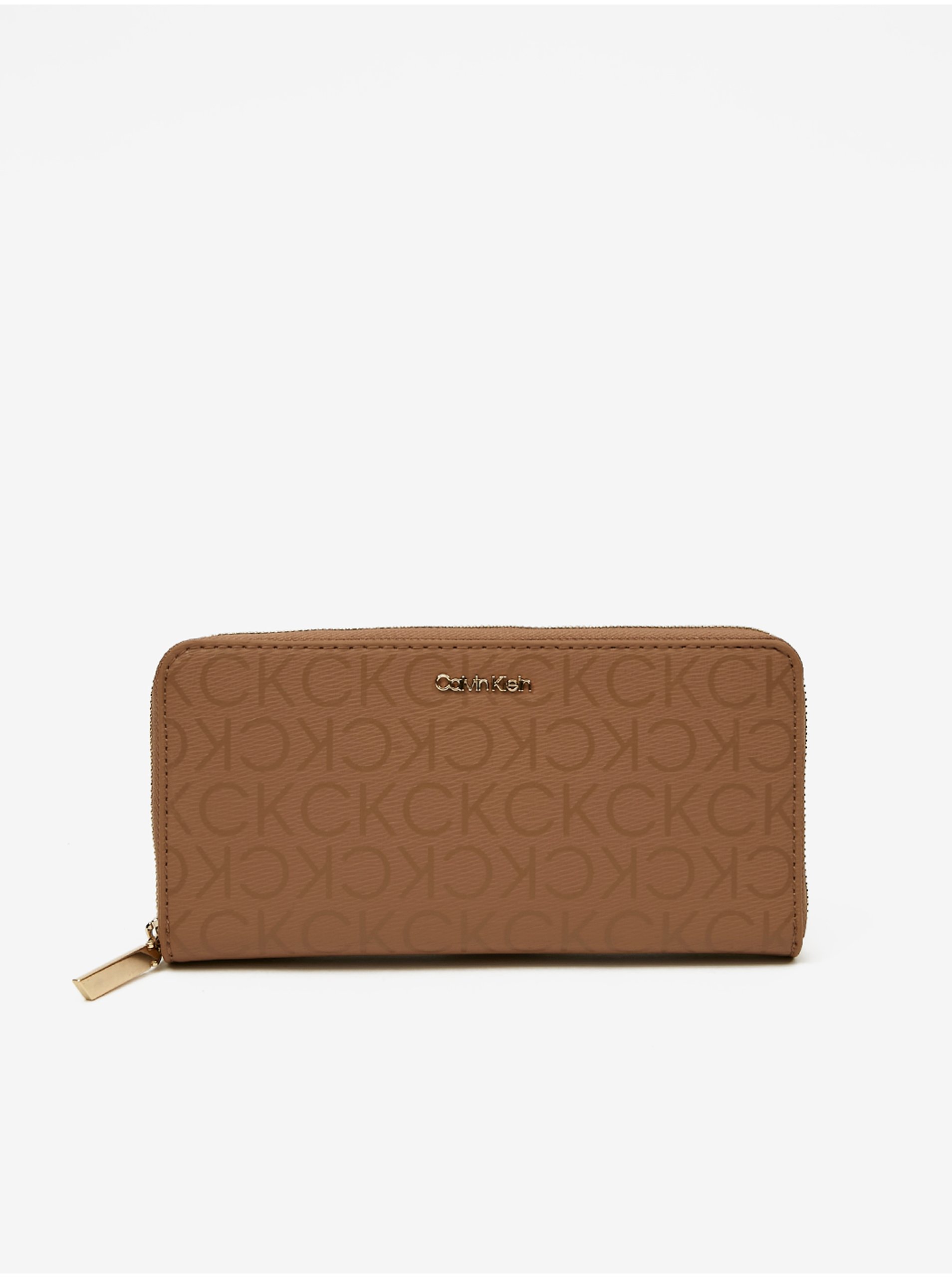 Levně Hnědá dámská vzorovaná peněženka Calvin Klein