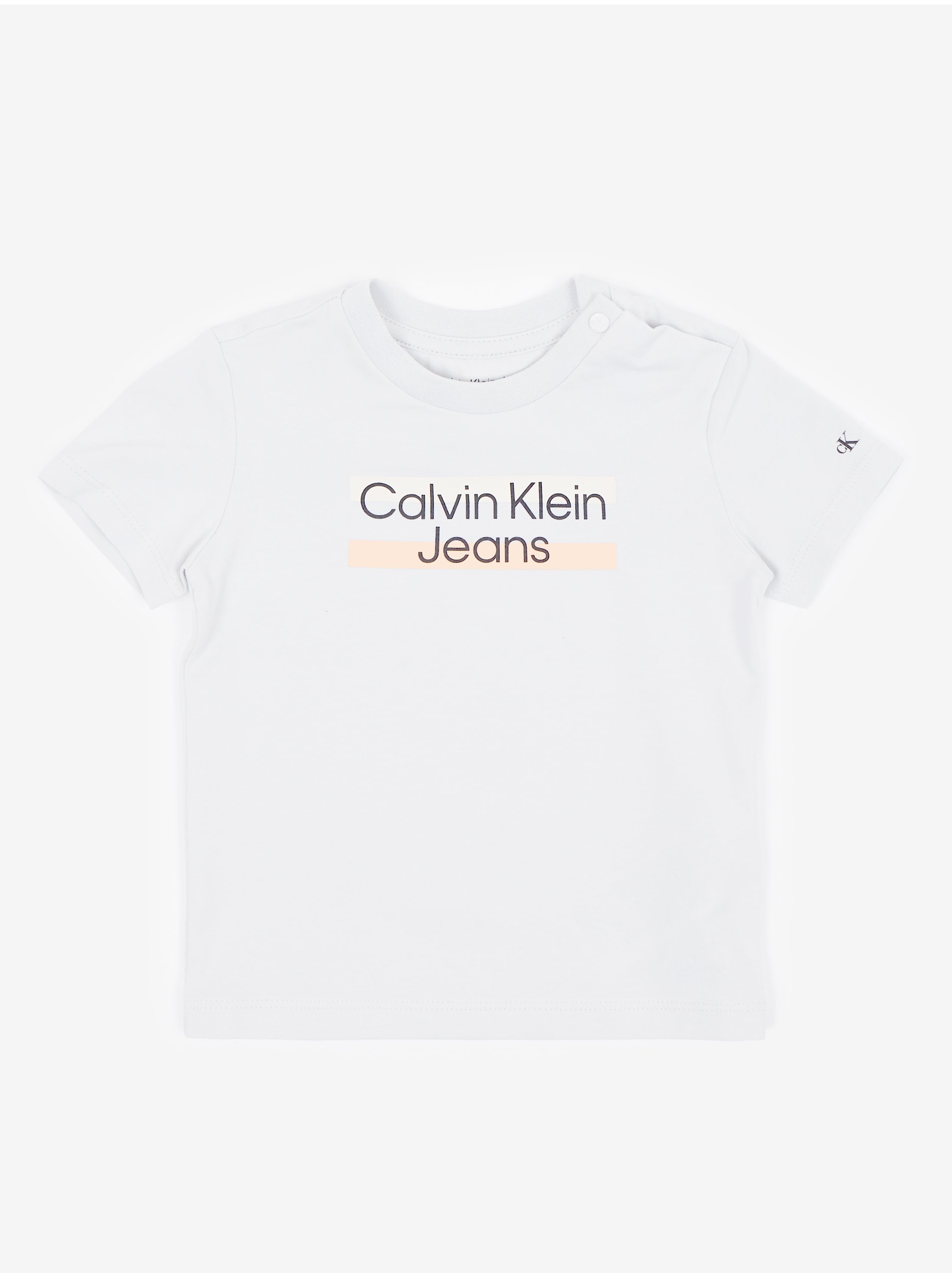 Levně Světle šedé dětské tričko Calvin Klein Jeans