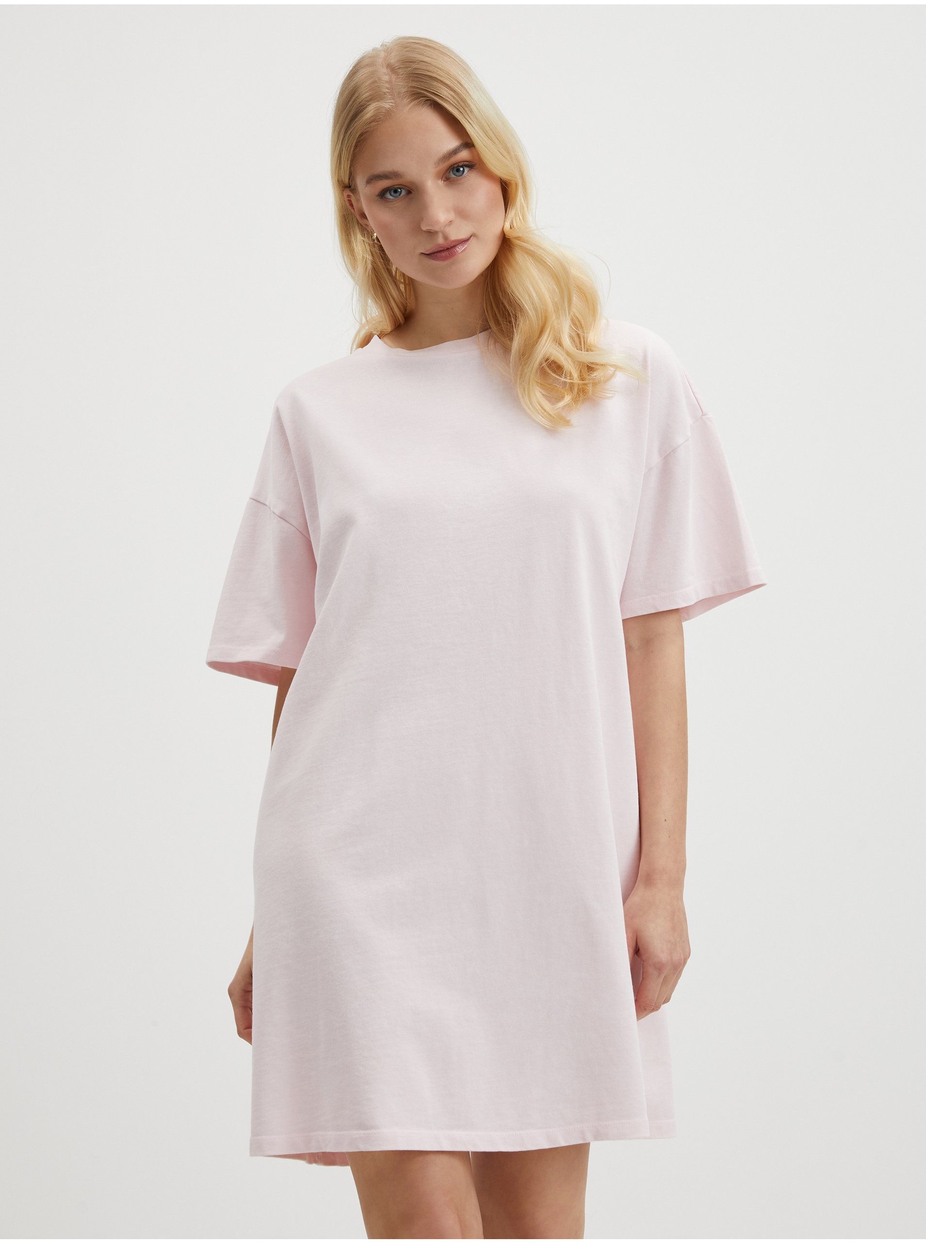 E-shop Světle růžové dámské basic šaty Pieces Taryn