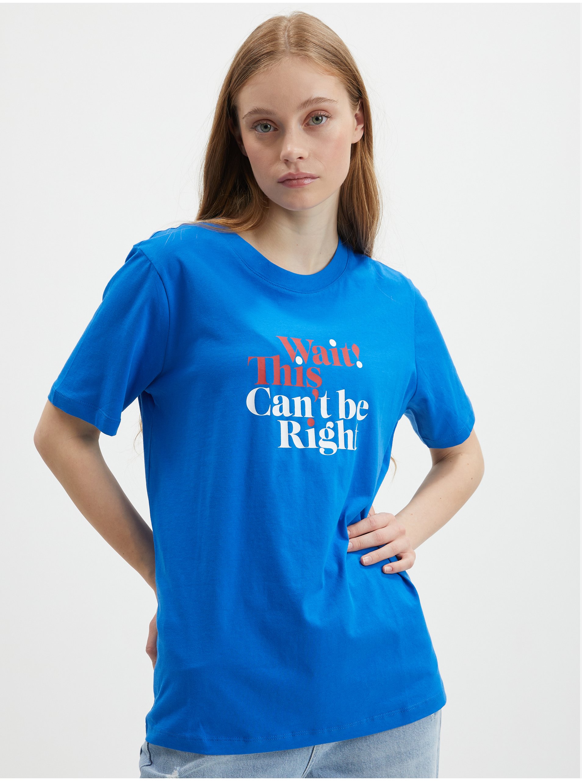 E-shop Modré tričko s potlačou Jacqueline de Yong Mille
