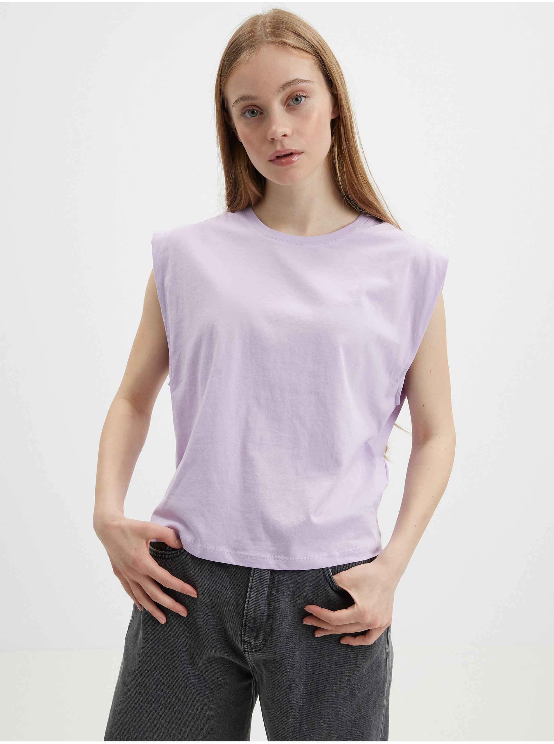 E-shop Světle fialové dámské basic tričko VERO MODA Panna