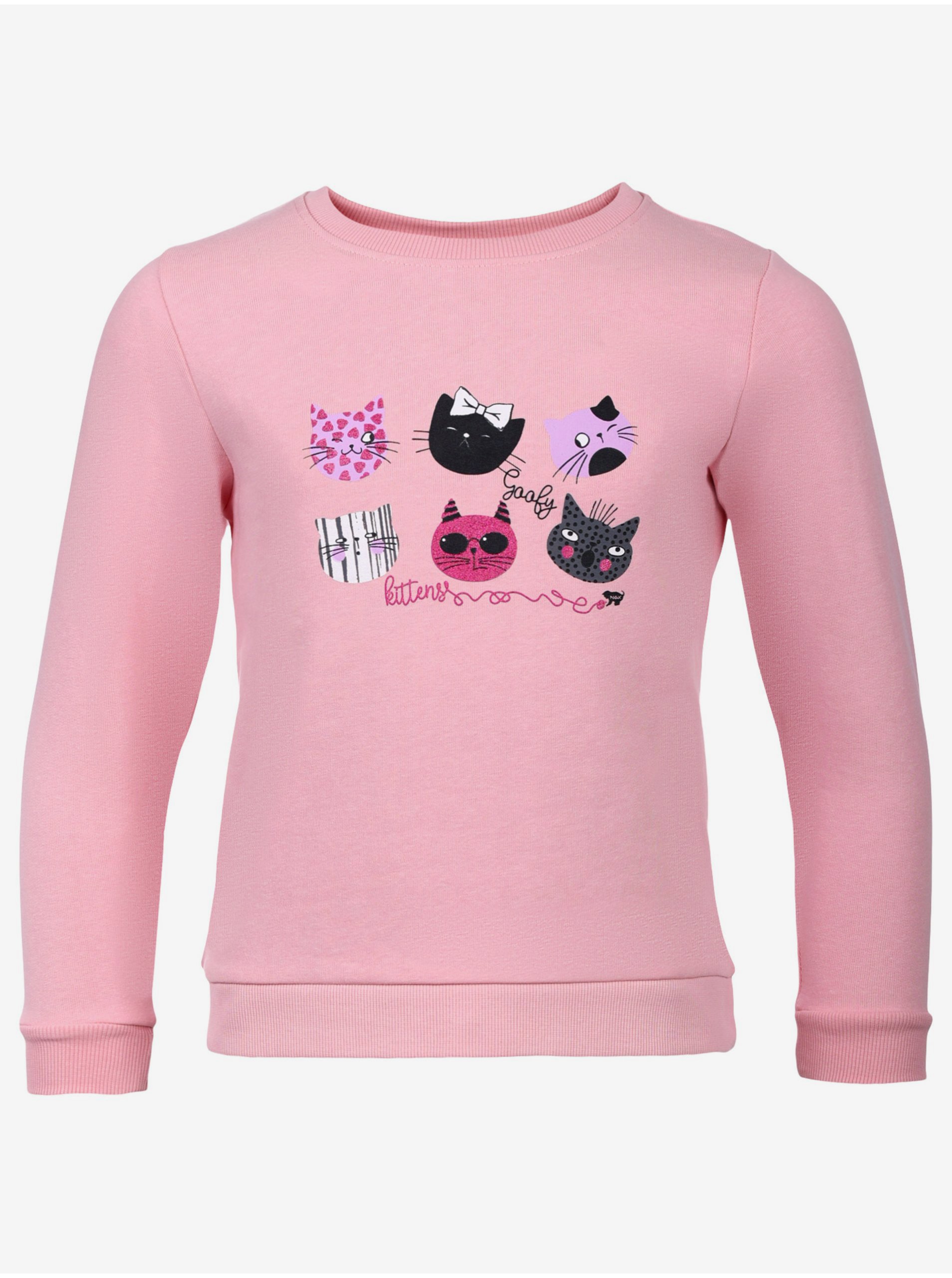 Levně Růžové holčičí tričko s motivem koček NAX Habelo