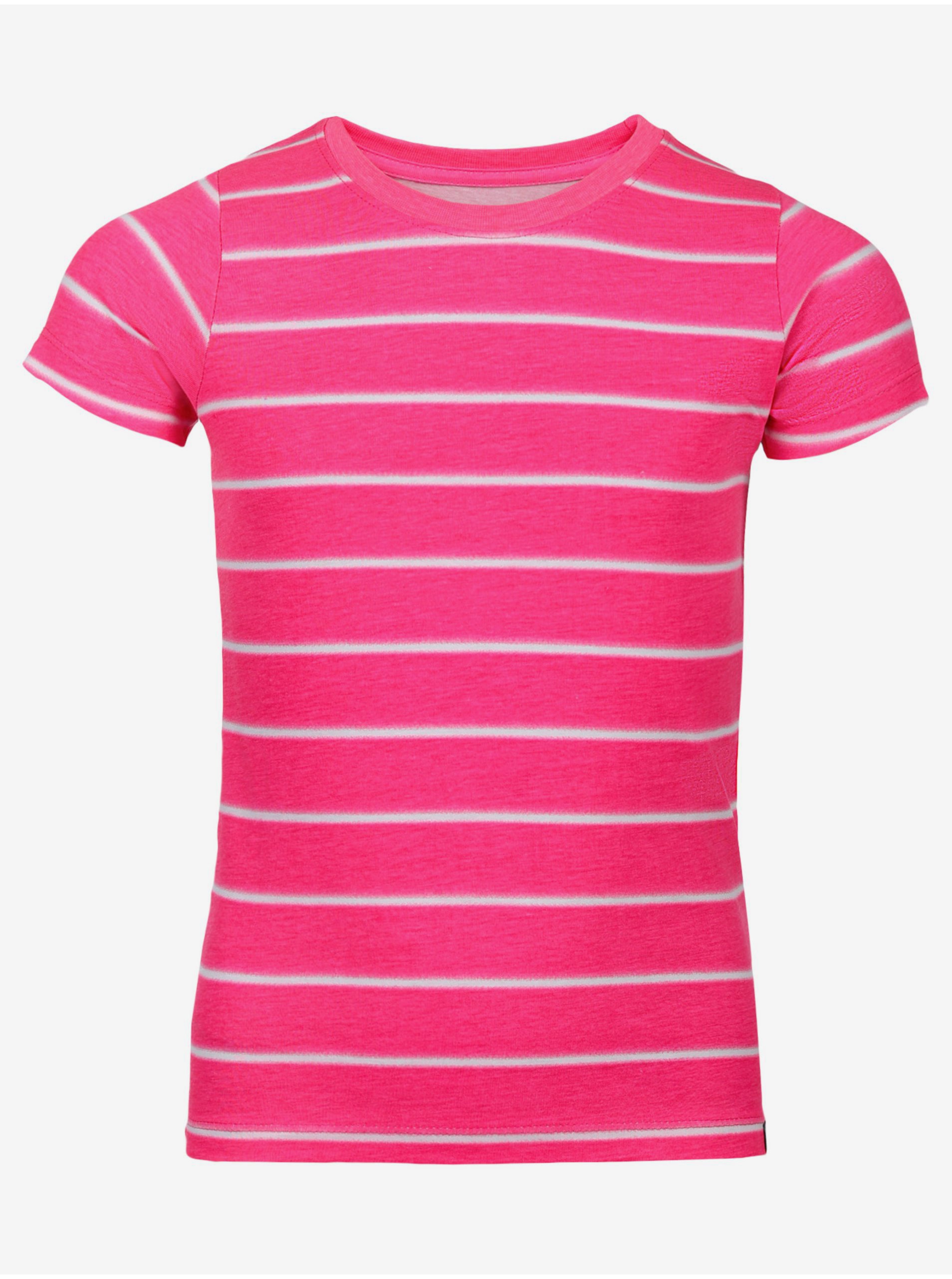 Levně Tmavě růžové holčičí pruhované tričko NAX Tiaro