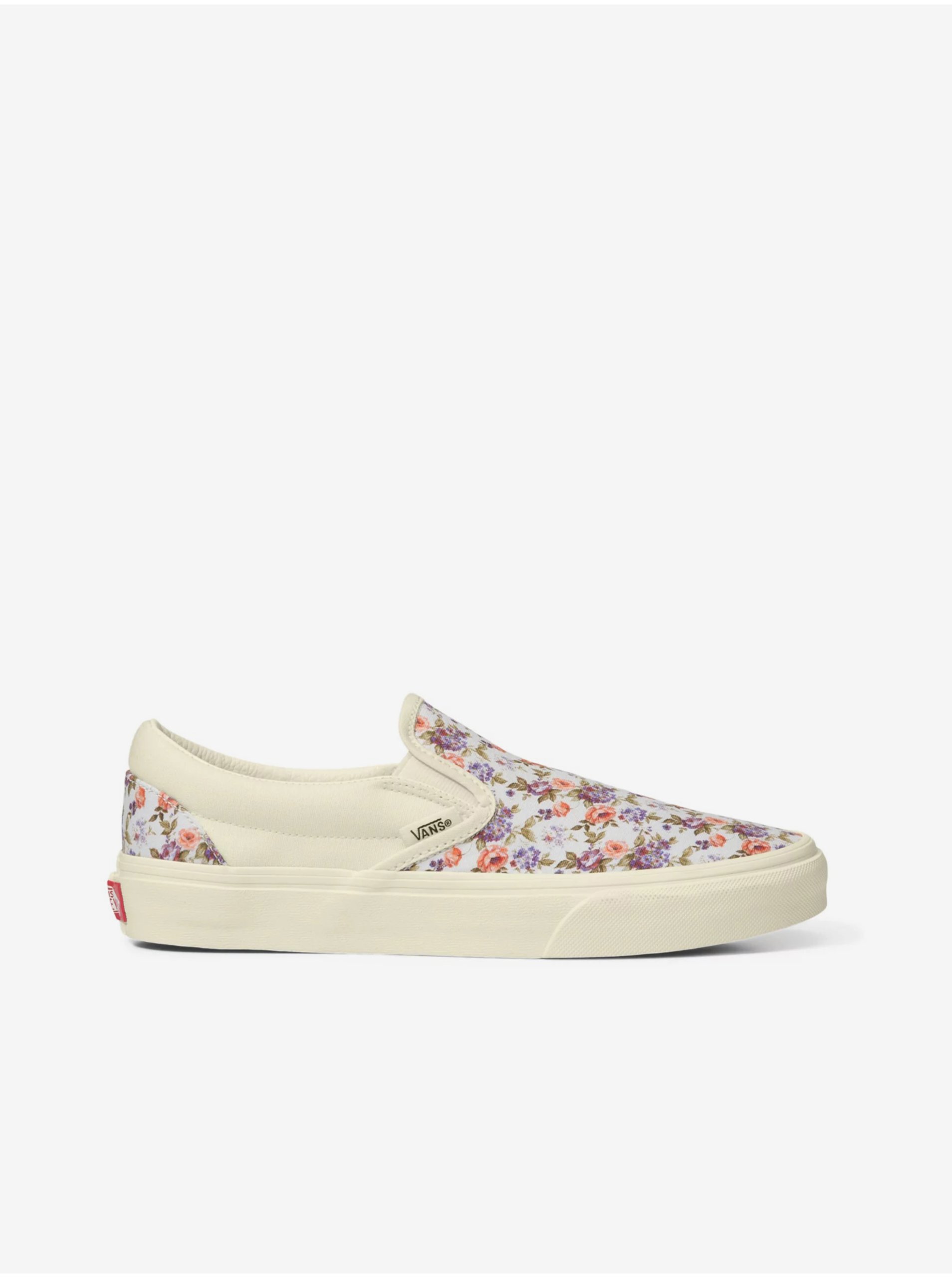 Lacno Krémové dámske kvetované slip on tenisky VANS Classic