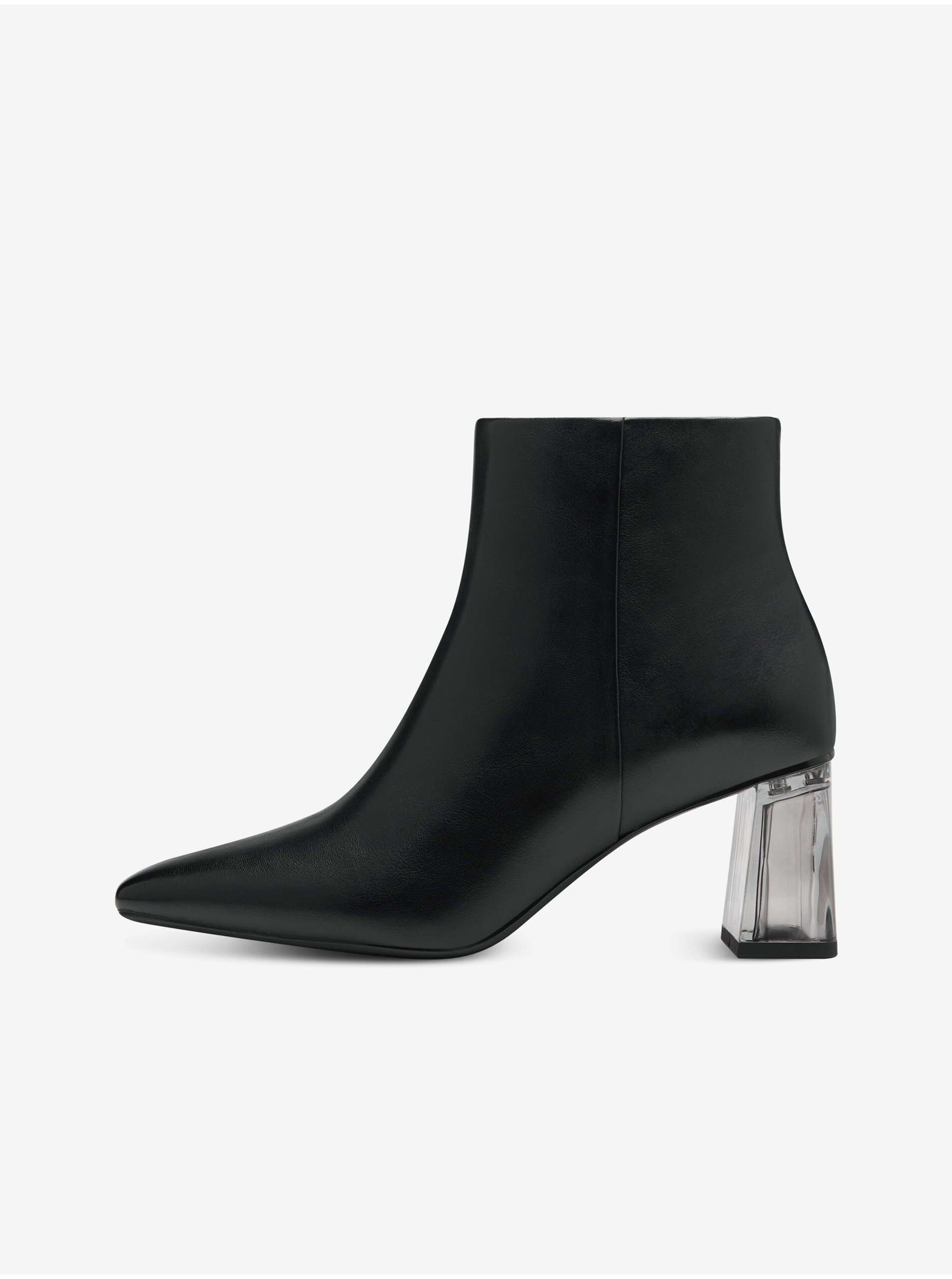 E-shop Čierne dámske členkové topánky na podpätku Tamaris
