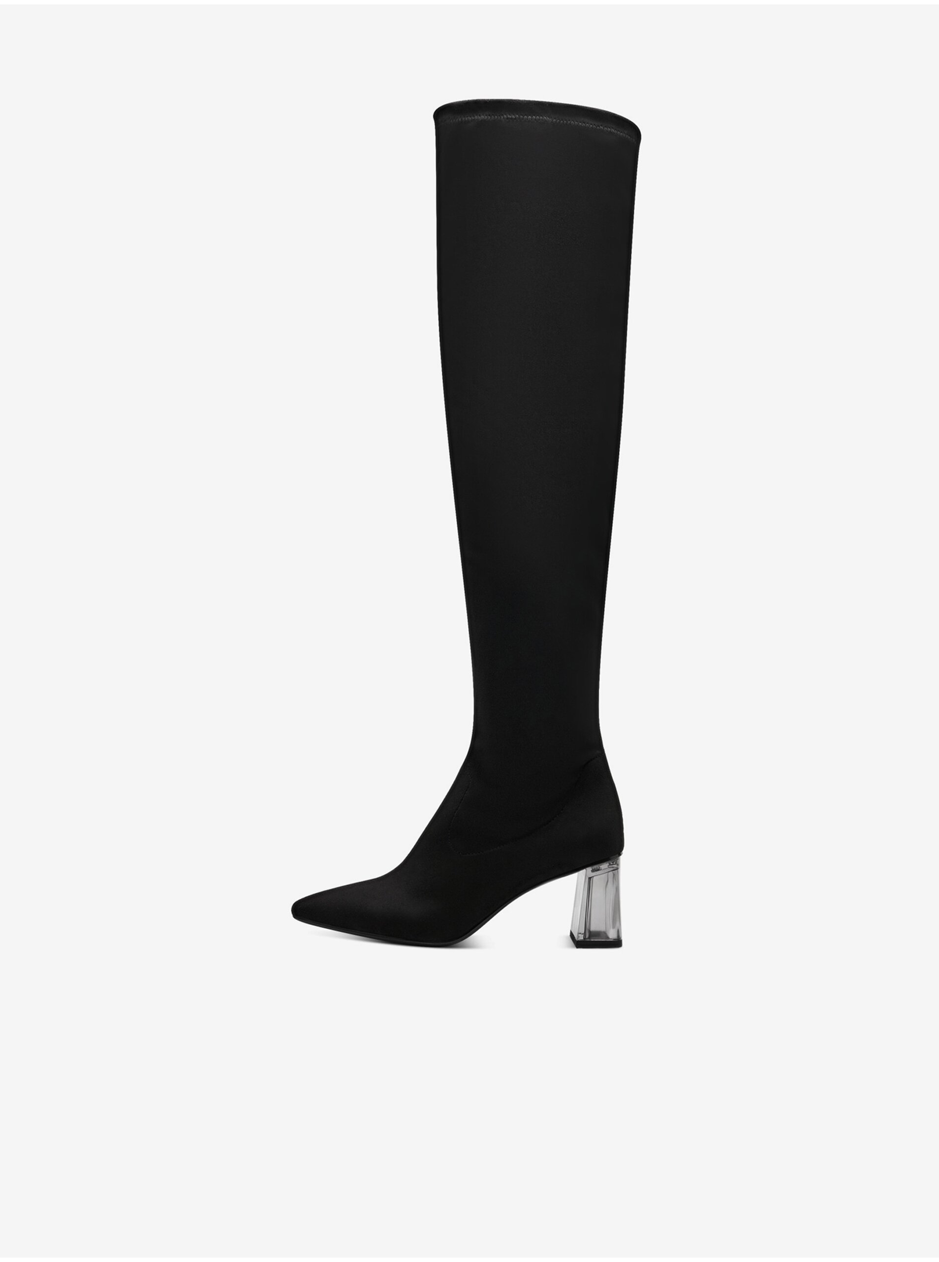 E-shop Čierne dámske vysoké čižmy v semišovej úprave Tamaris