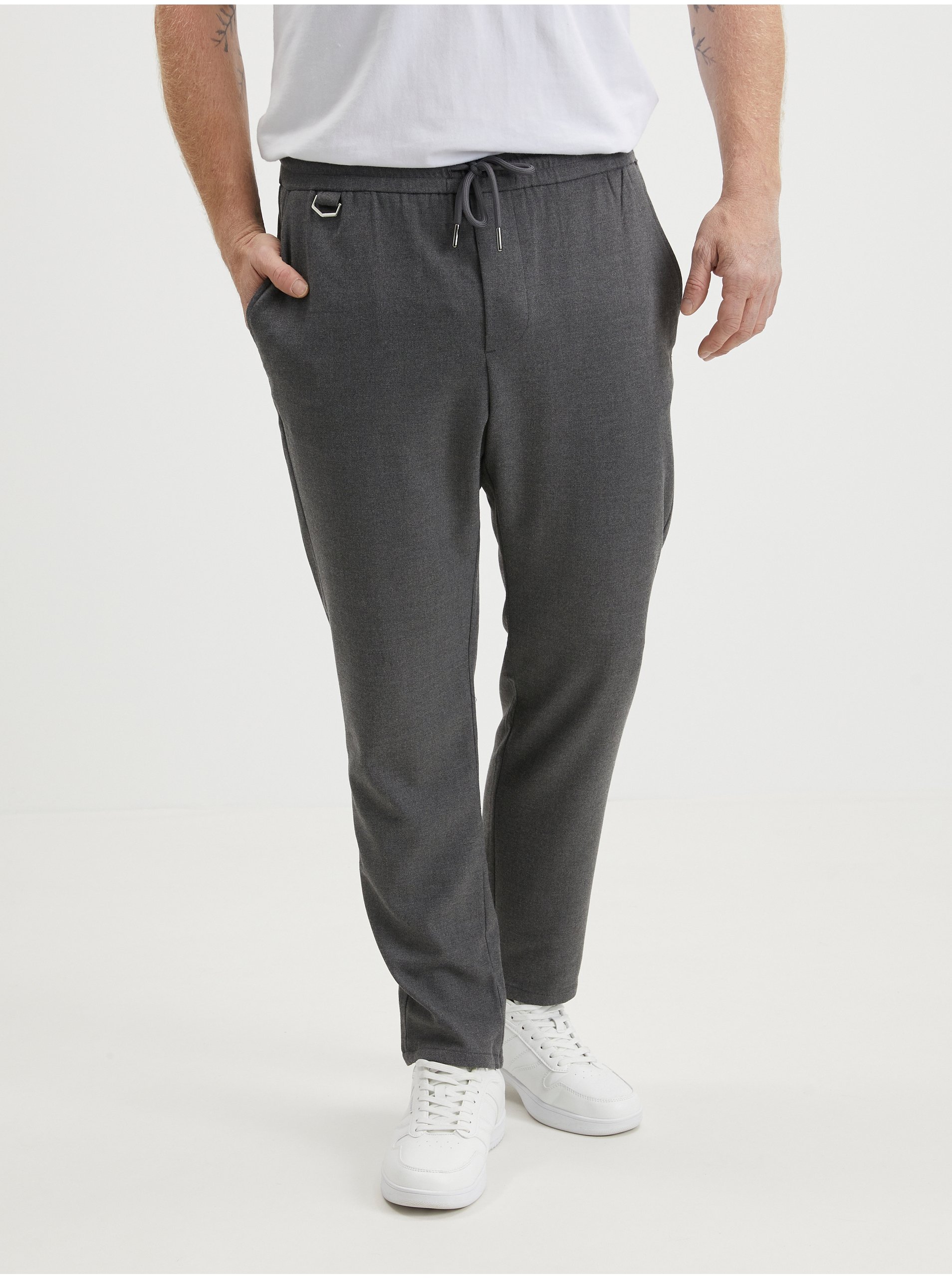 Lacno Voľnočasové nohavice pre mužov ONLY & SONS - sivá
