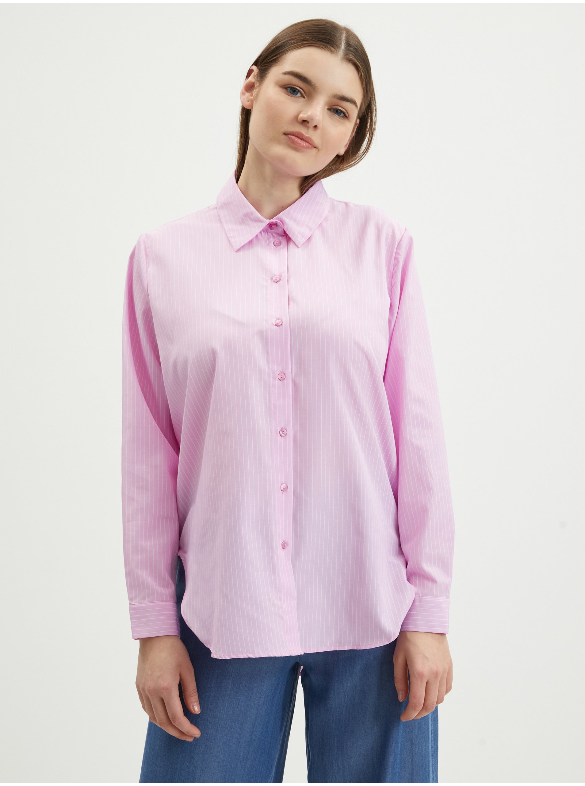 Levně Růžová dámská pruhovaná košile JDY Ella