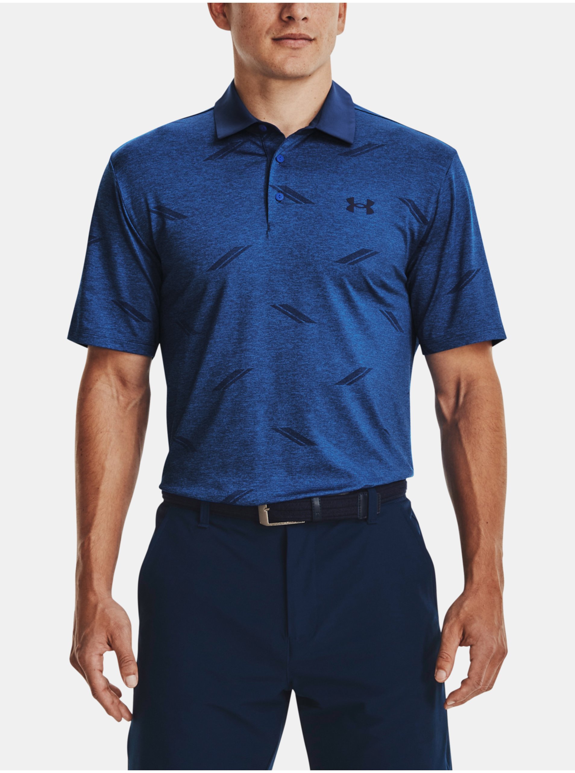 E-shop Tmavě modré pánské vzorované polo tričko Under Armour Playoff