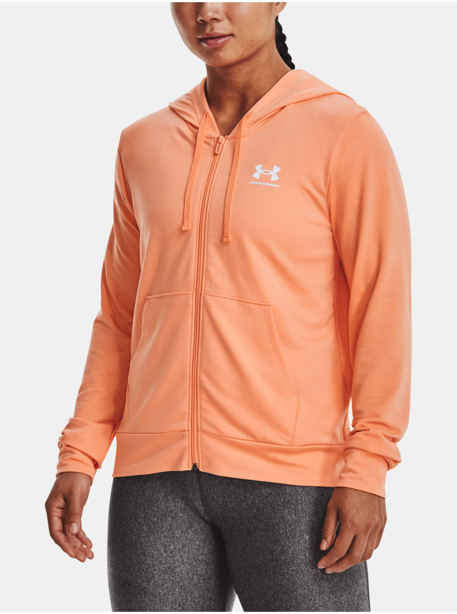 Lacno Bundy a mikiny pre ženy Under Armour - oranžová