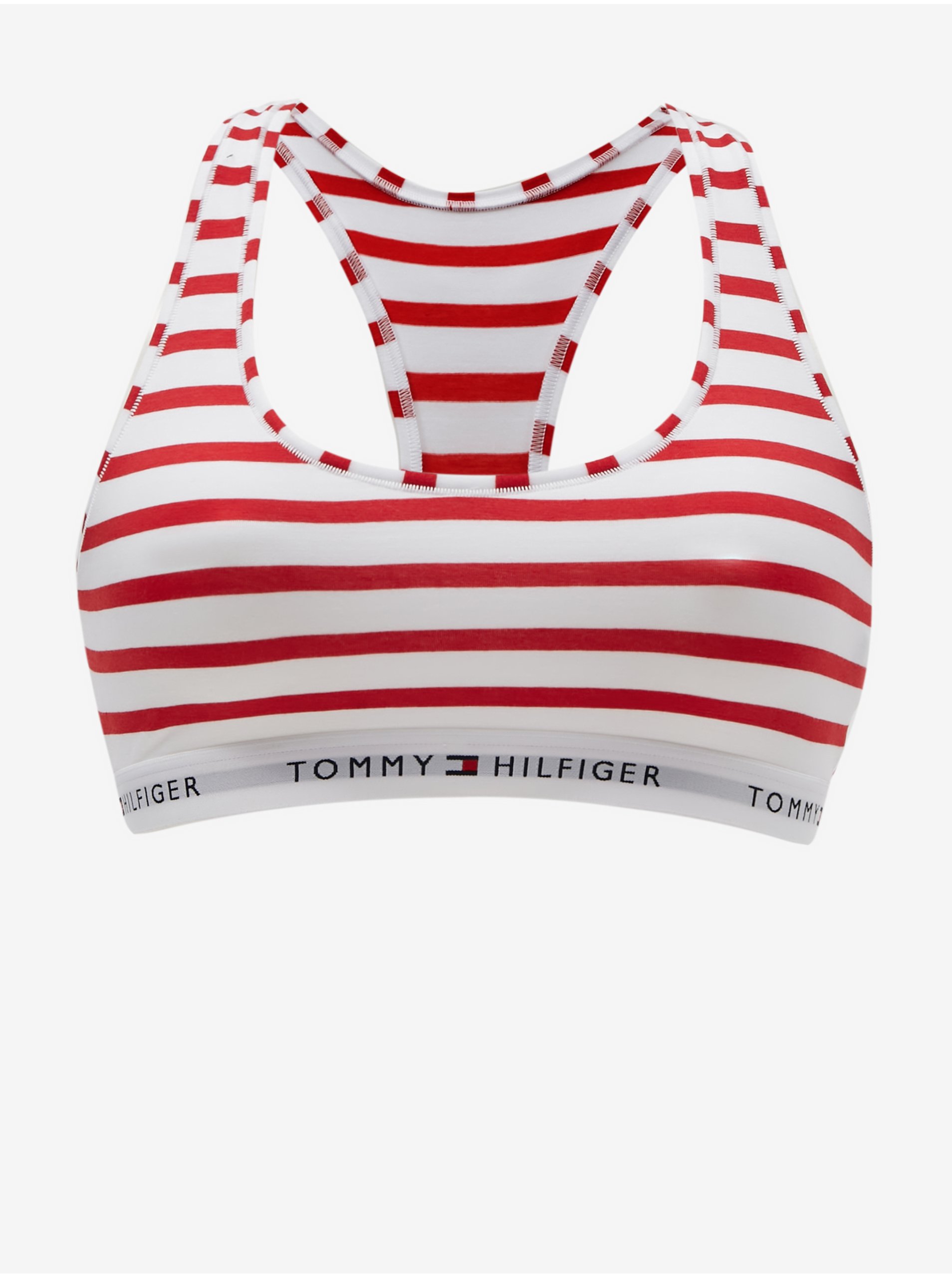Levně Bílo-červená dámská pruhovaná podprsenka Tommy Hilfiger Underwear