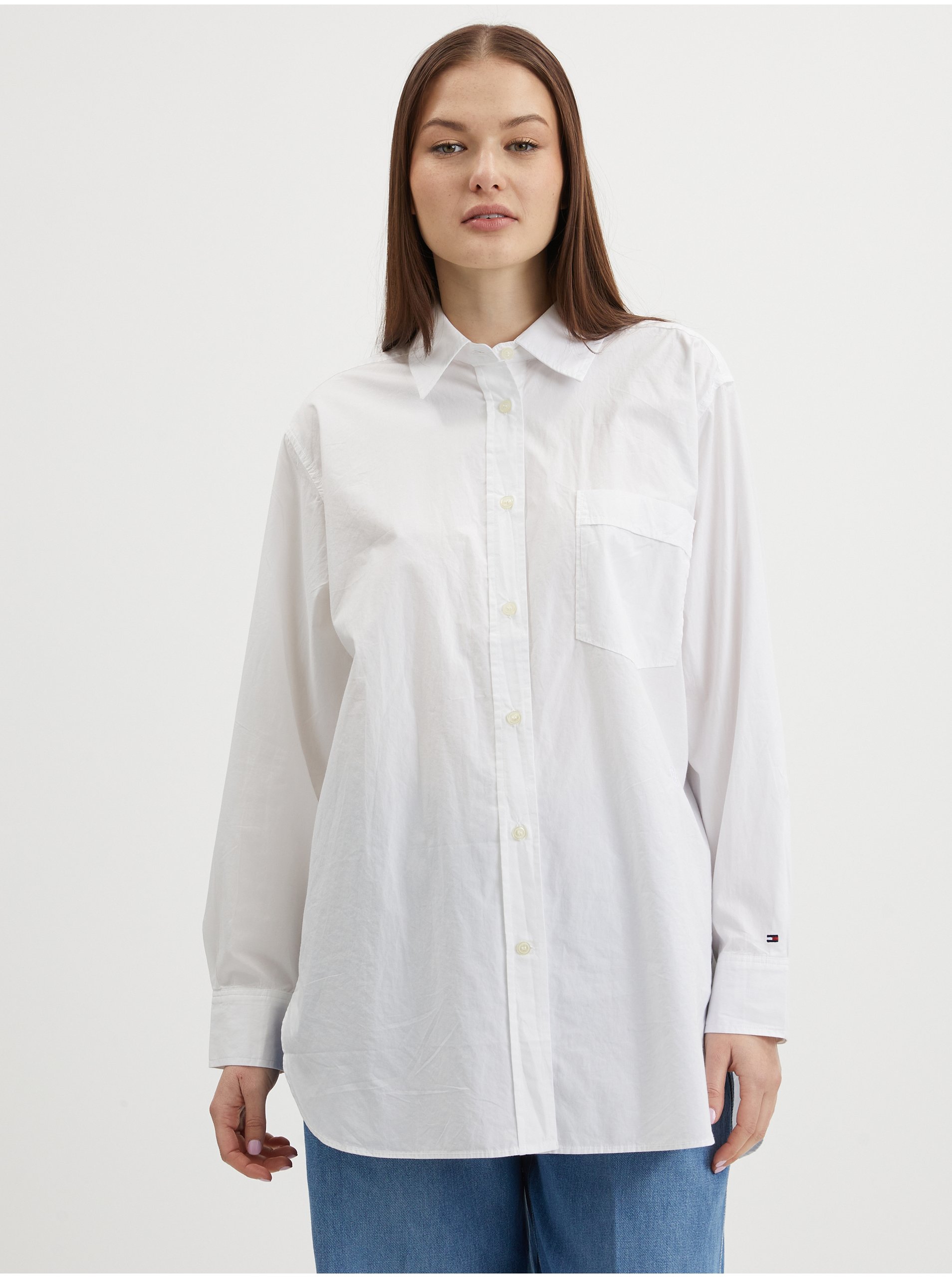E-shop Bílá dámská oversize košile Tommy Hilfiger