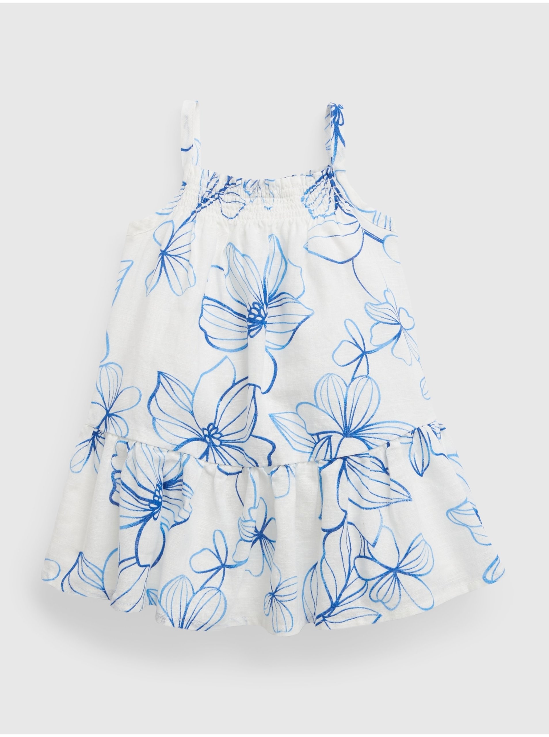 E-shop Sada holčičích květovaných šatů a kalhotek v bílé barvě GAP