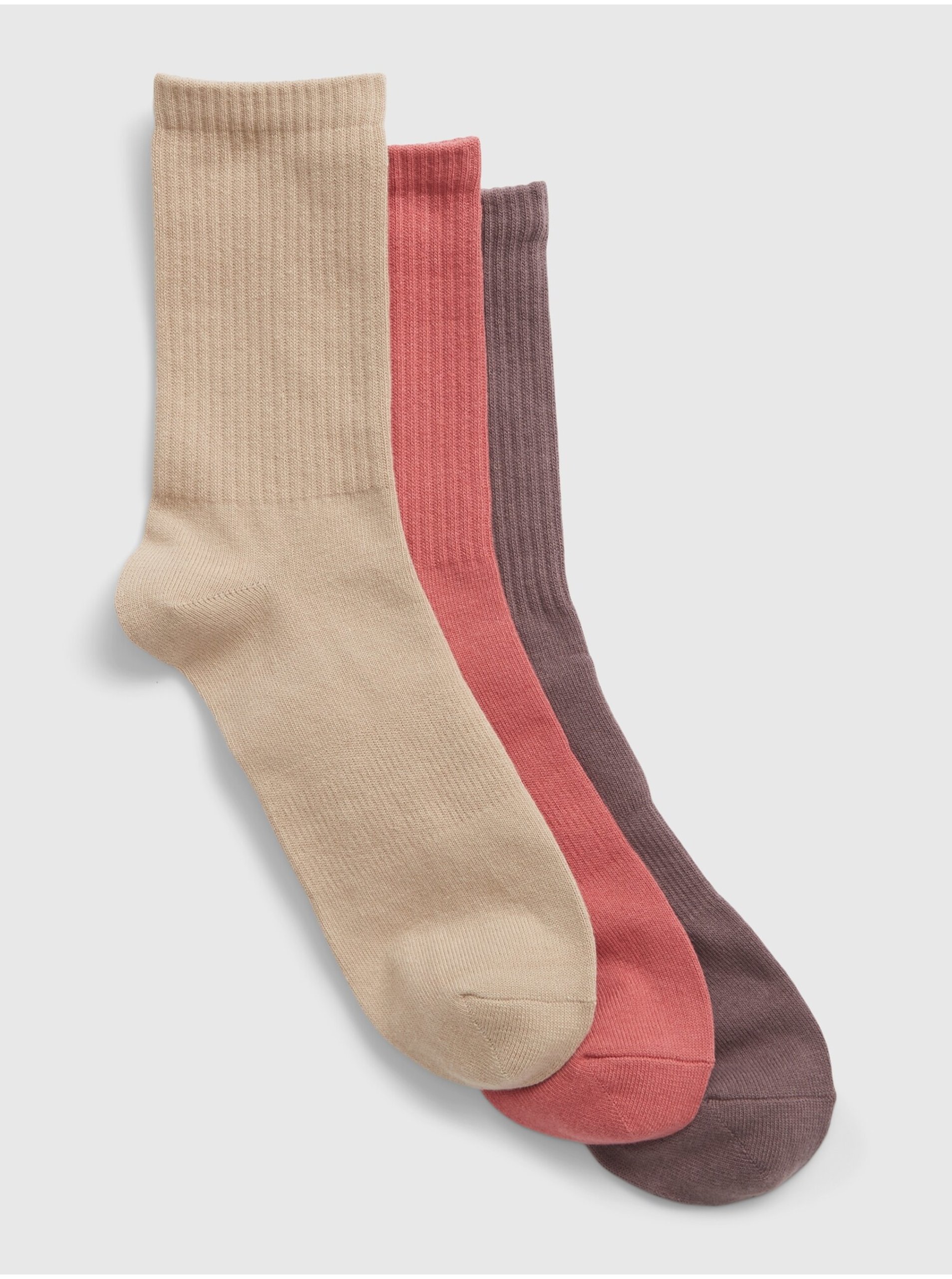 E-shop Sada tří párů pánských ponožek v béžové, korálové a hnědé barvě GAP