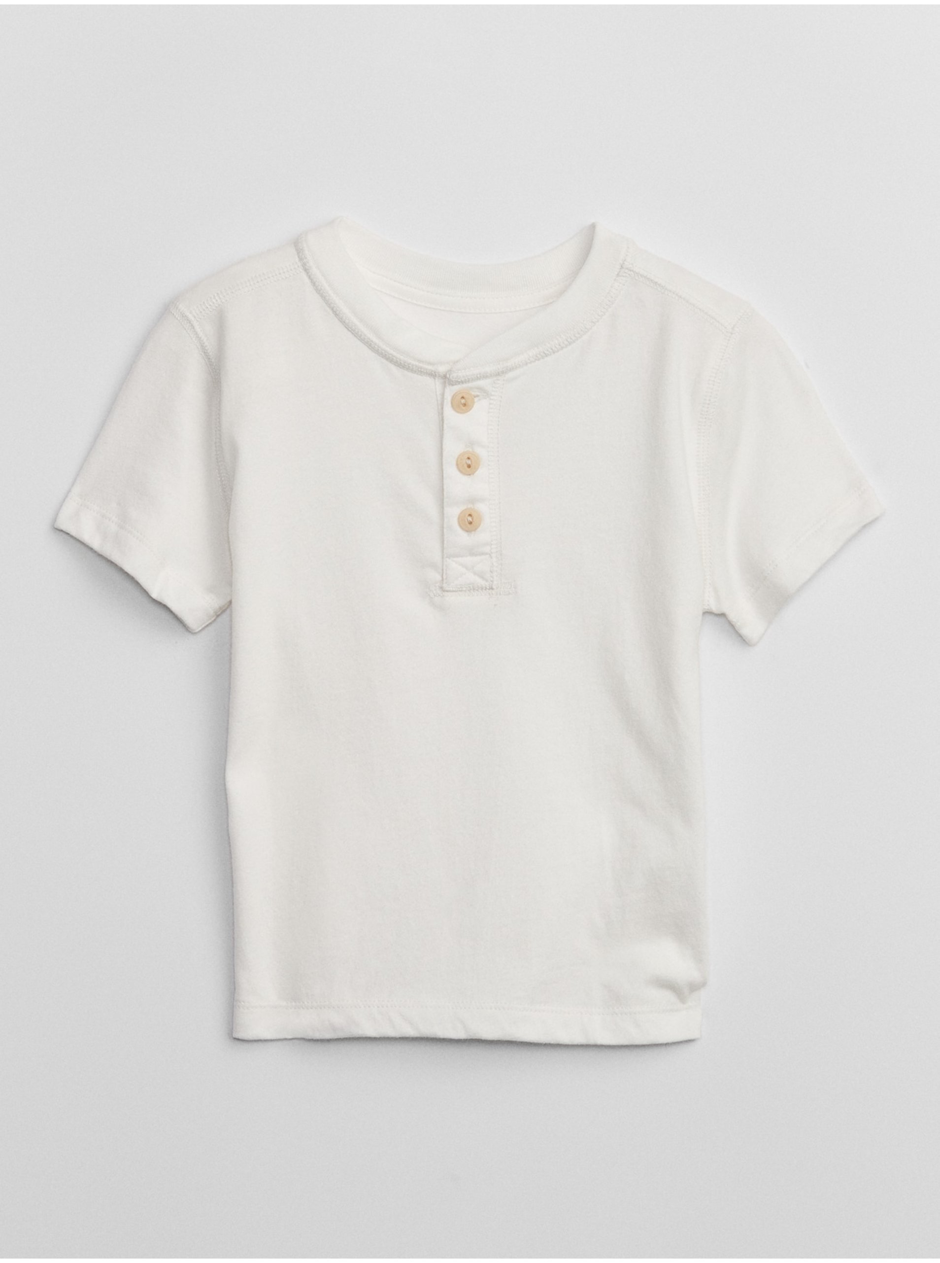 E-shop Bílé dětské tričko s knoflíky GAP