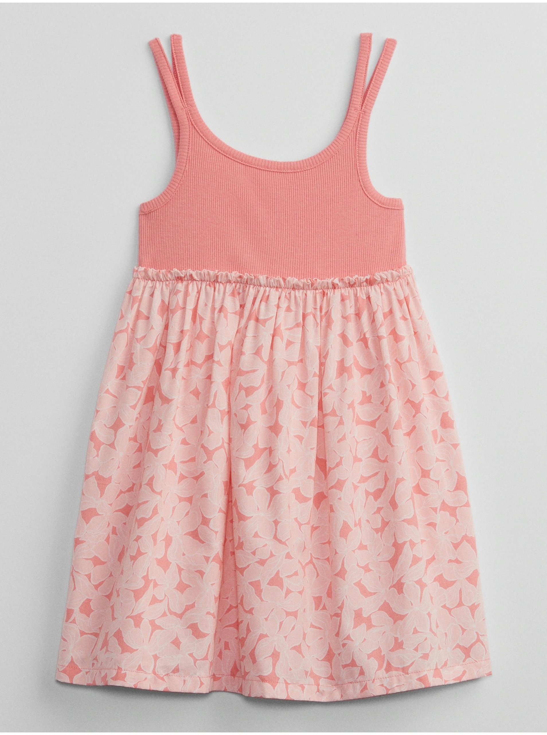 Levně Růžové holčičí květované šaty na ramínka GAP