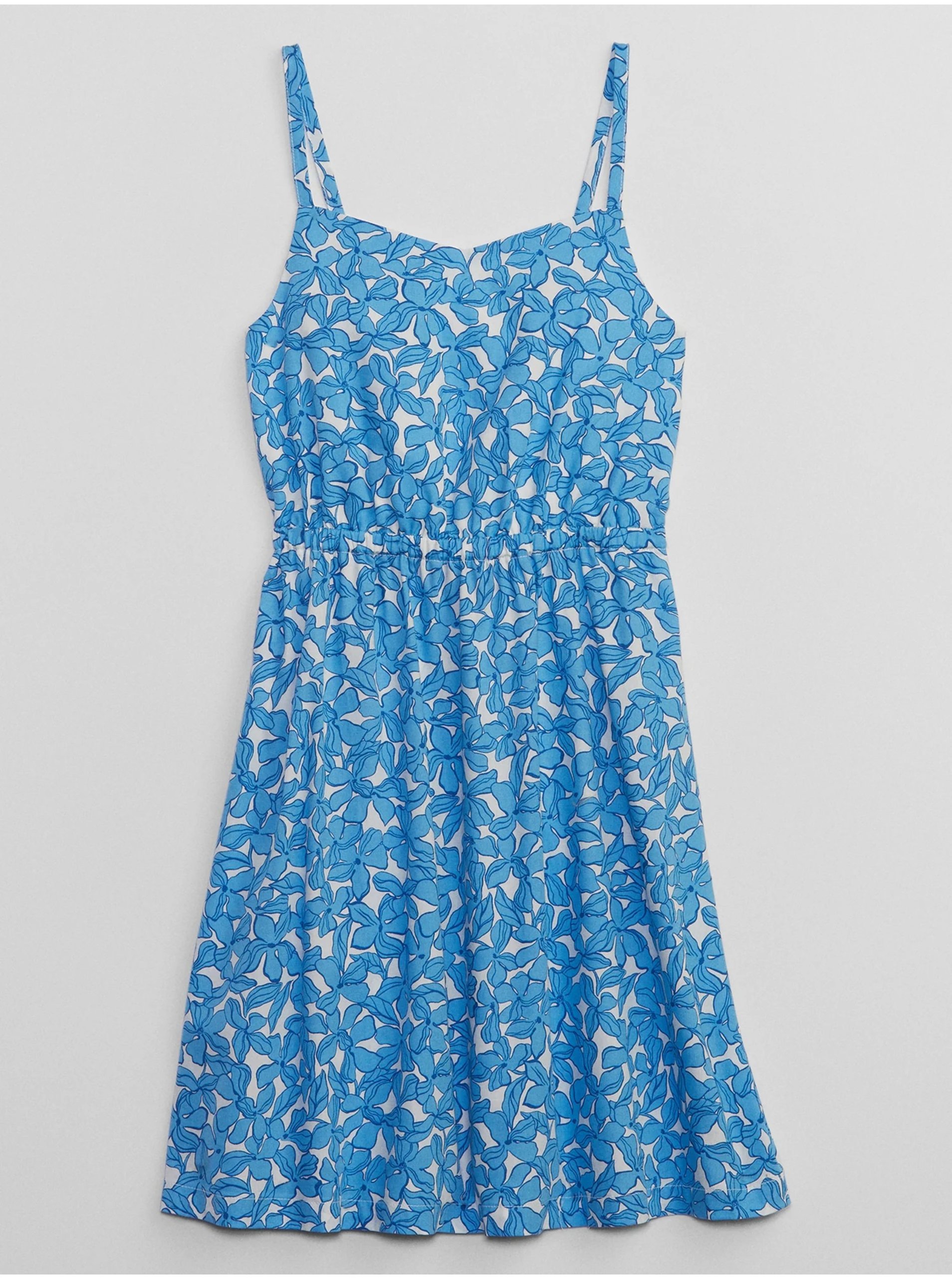 Levně Modré holčičí květované šaty na ramínka GAP