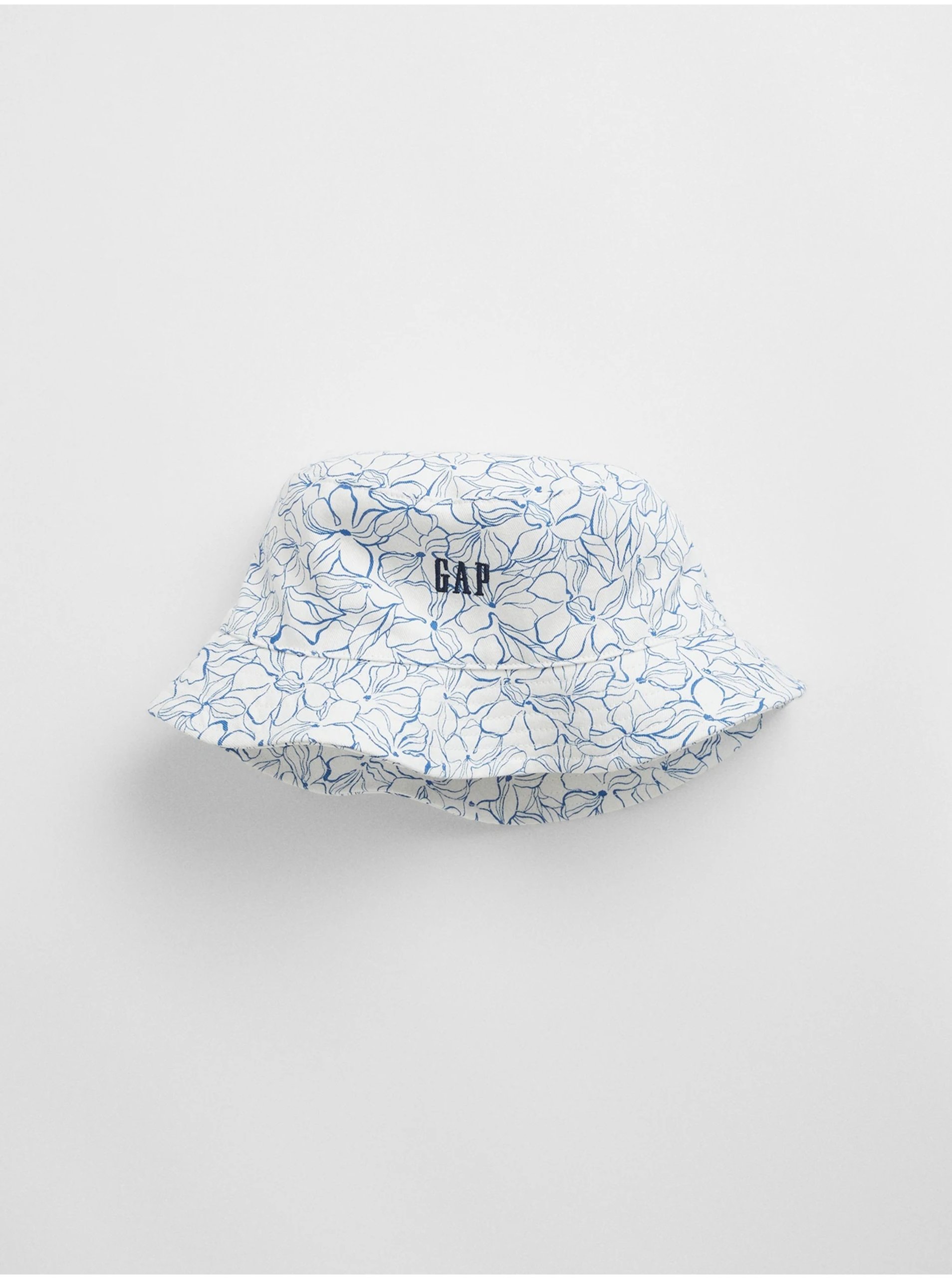 Levně Modro-bílý dětský květovaný klobouk GAP