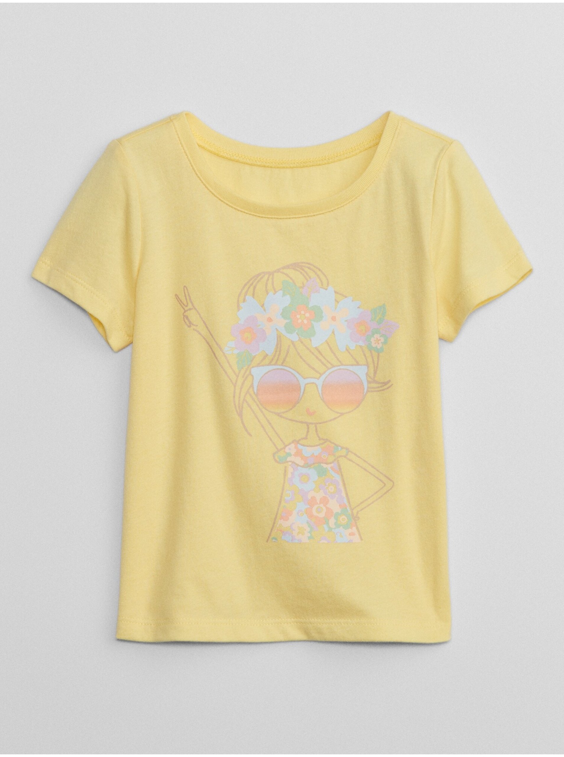 Levně Žluté holčičí tričko s potiskem GAP