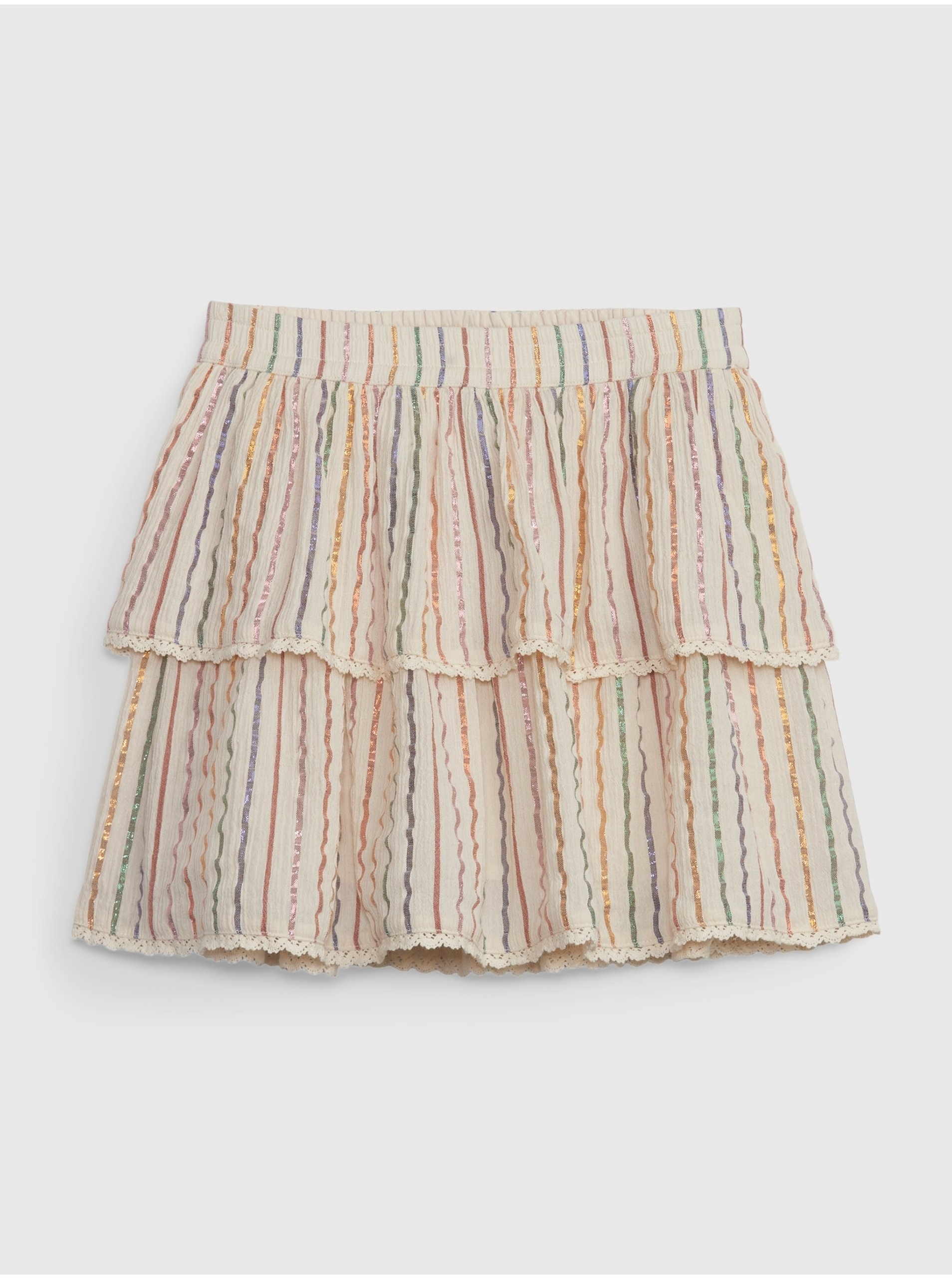 E-shop Krémová dievčenská pruhovaná šortková sukňa GAP