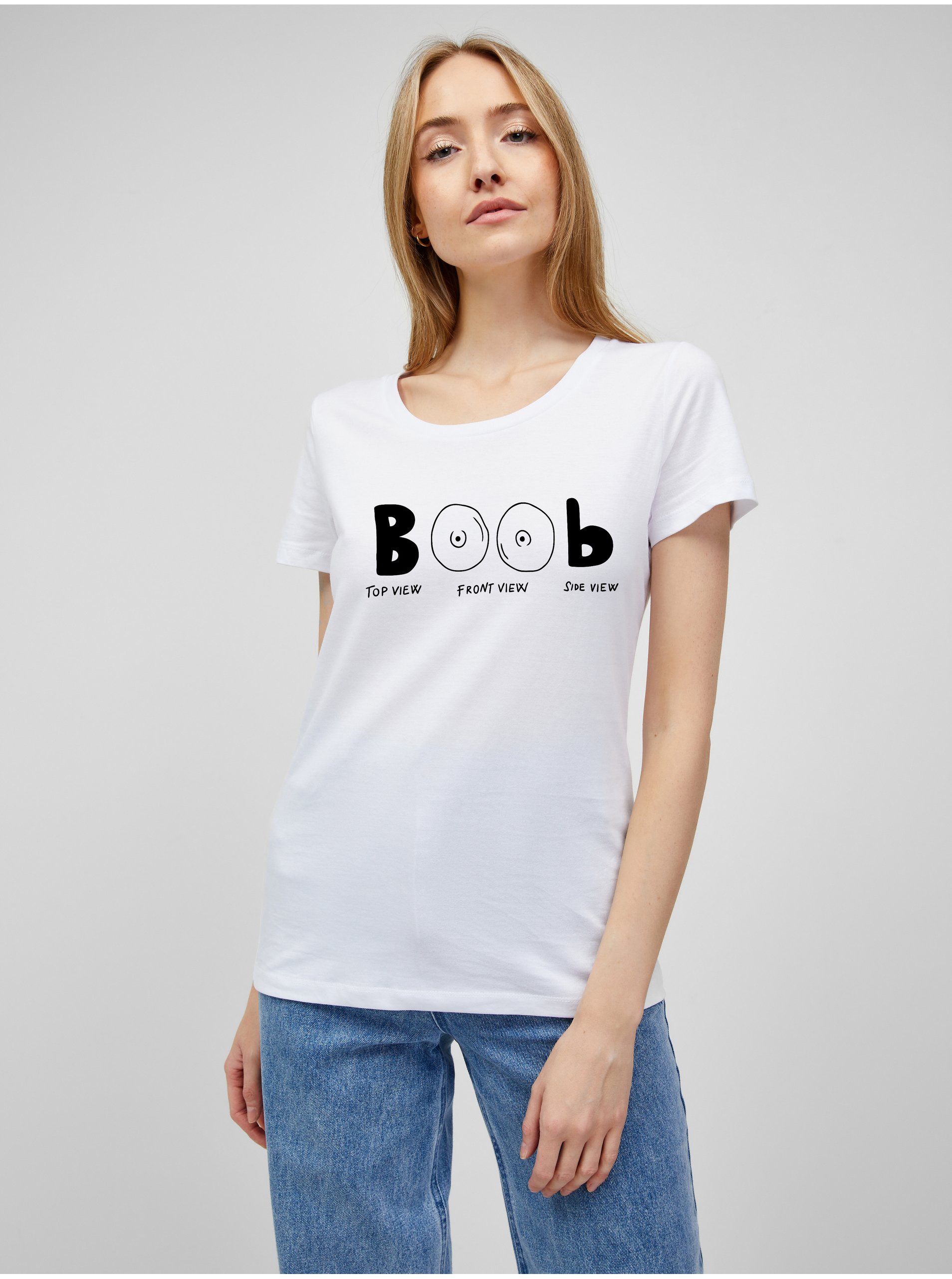 Levně Bílé dámské tričko s potiskem ZOOT.Original Boob