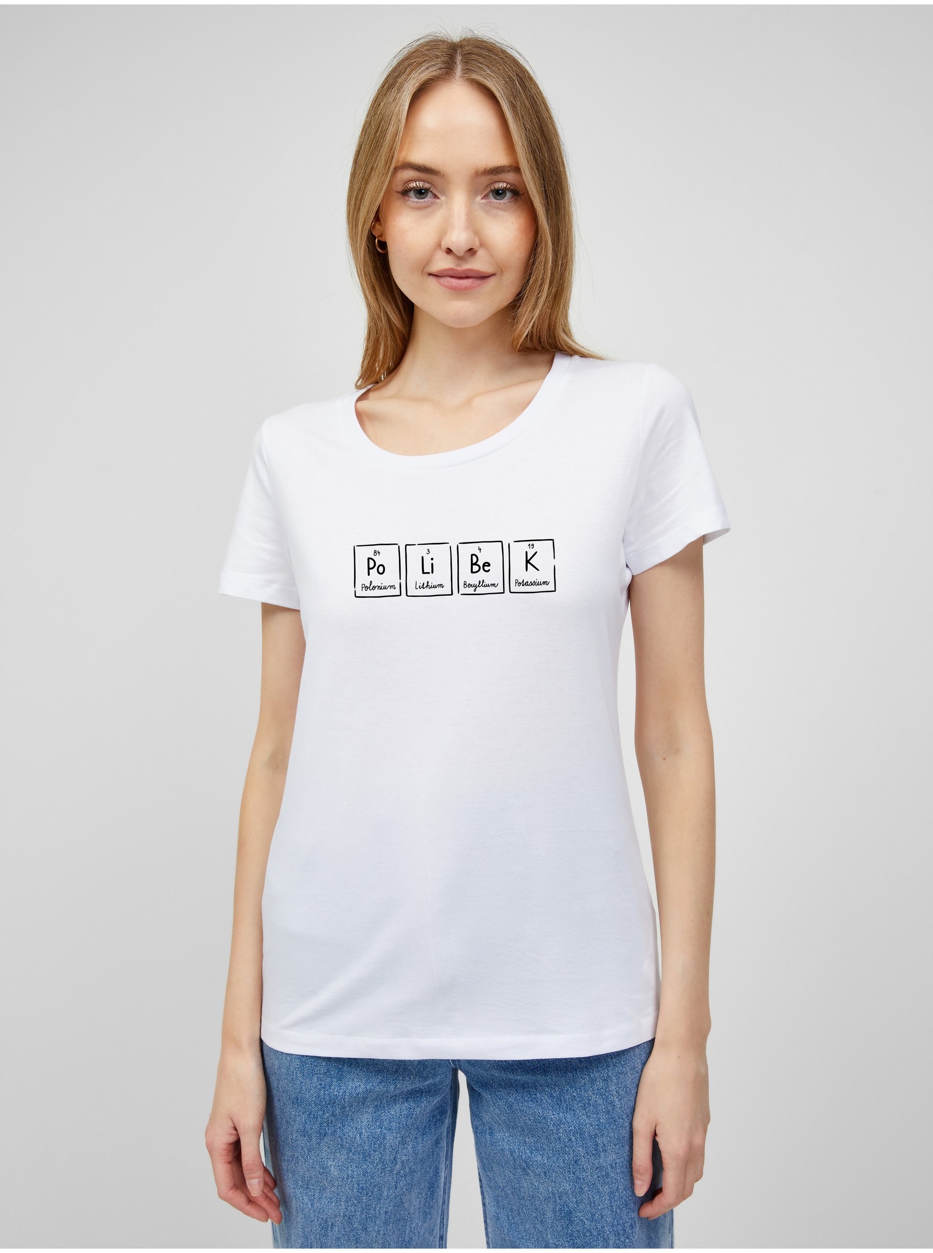 Levně Bílé dámské tričko s potiskem ZOOT.Original Polibek