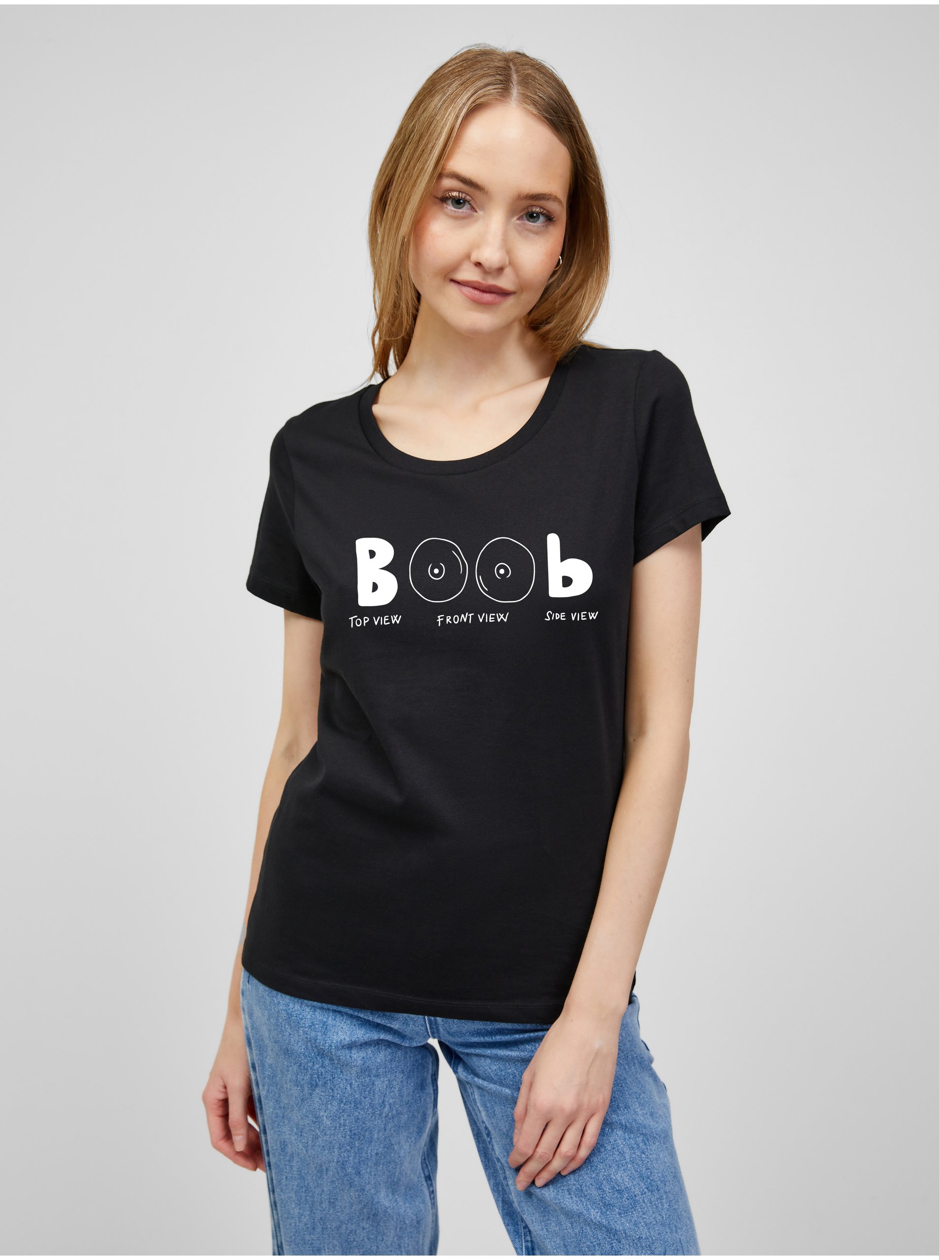 E-shop Černé dámské tričko s potiskem ZOOT.Original Boob