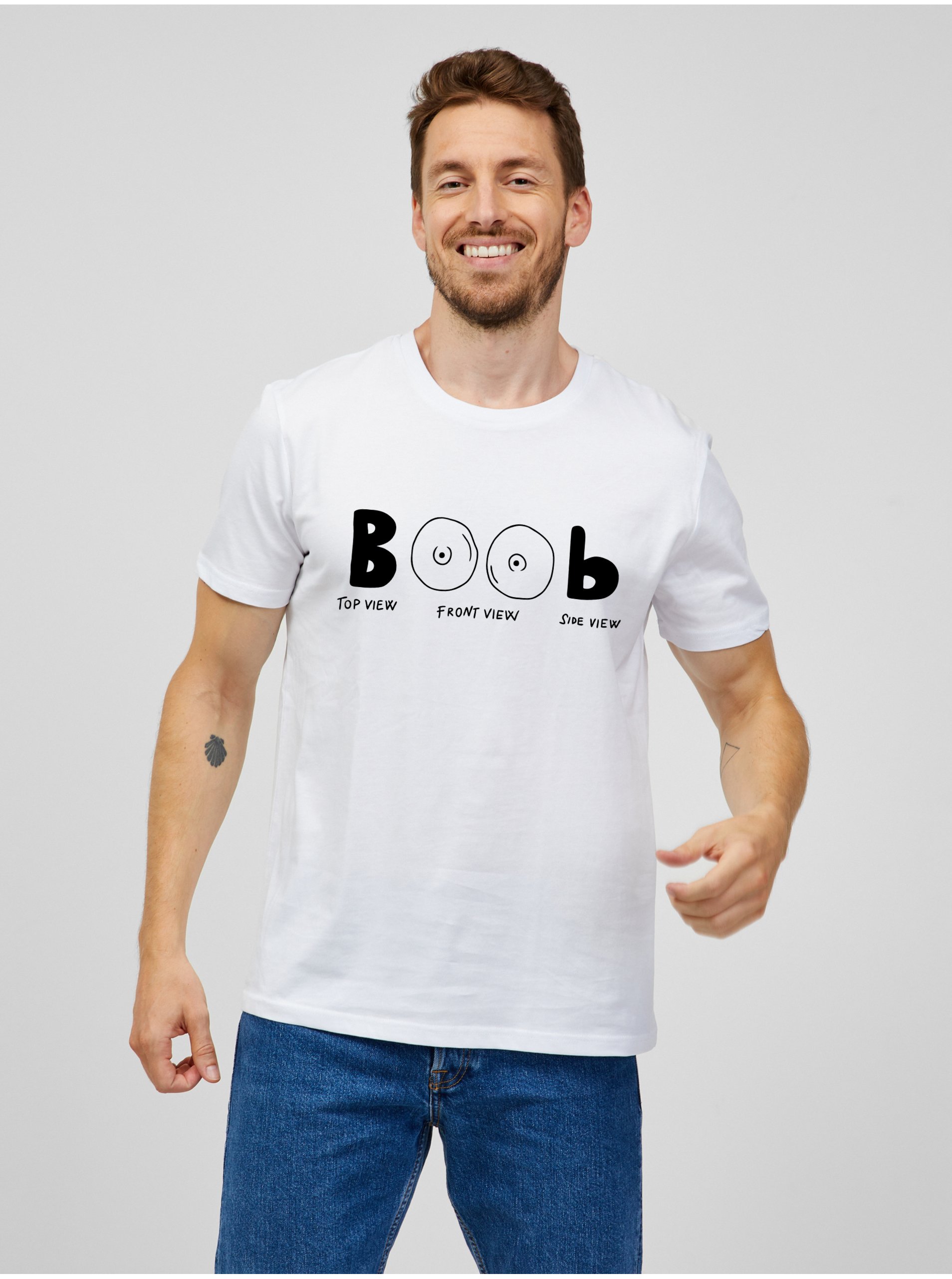 Levně Bílé pánské tričko s potiskem ZOOT.Original Boob