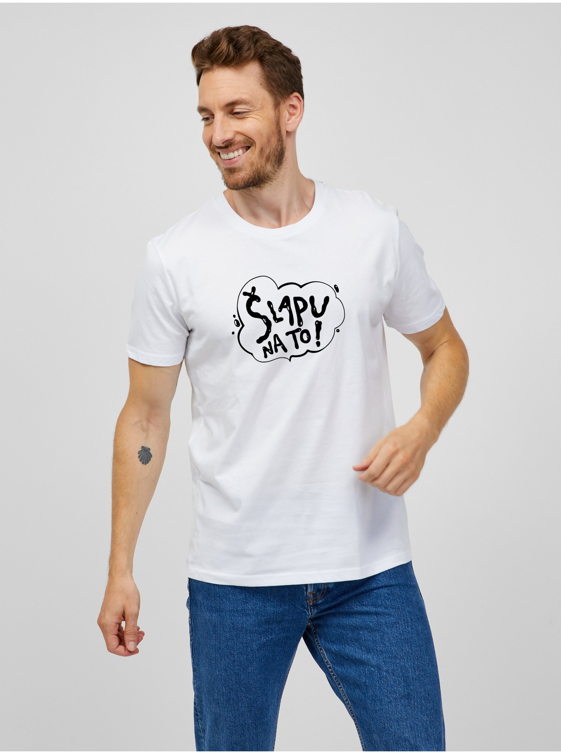 E-shop Bílé pánské tričko s potiskem ZOOT.Original Šlapu na to