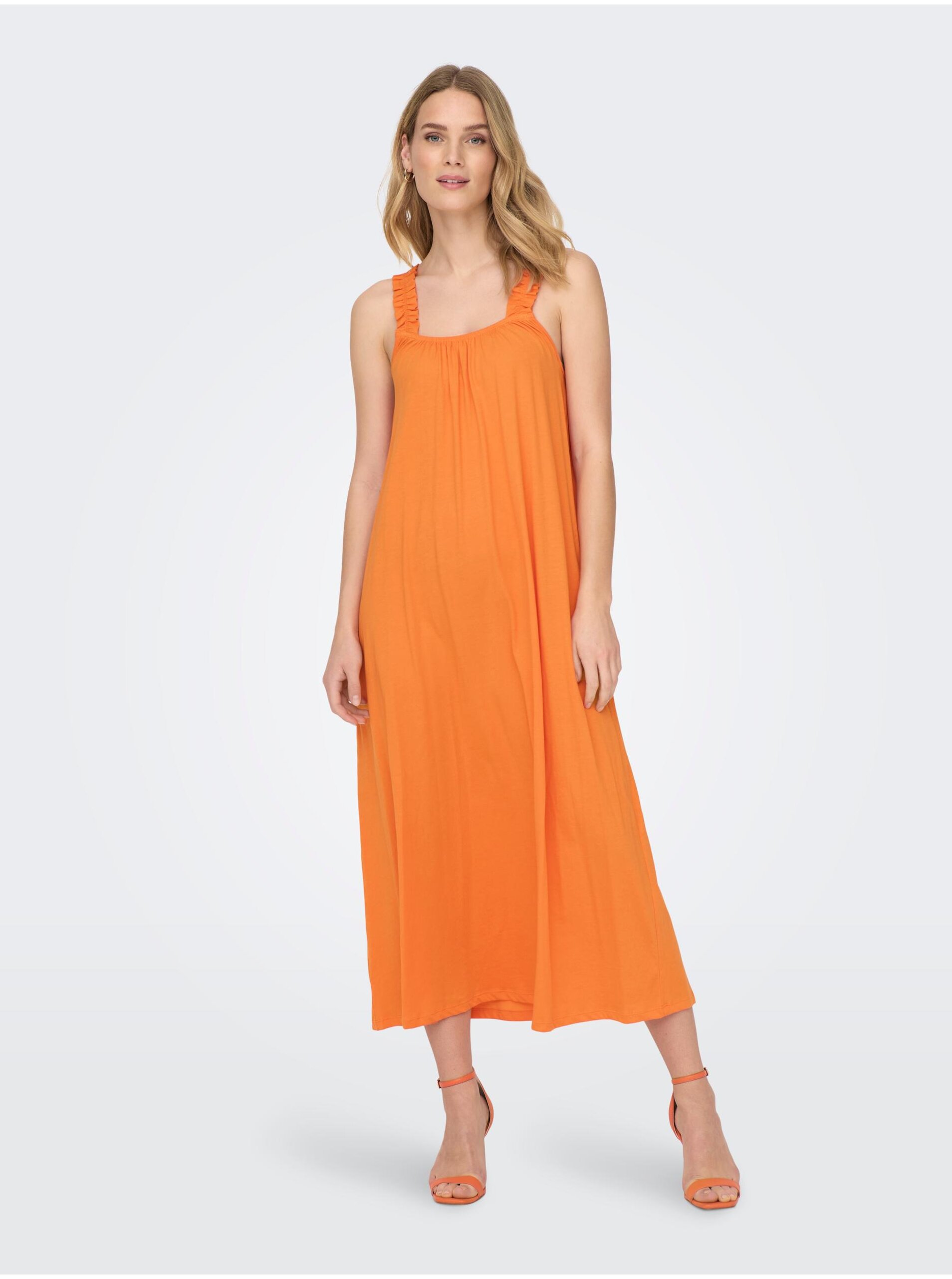 Lacno Oranžové dámske šaty ONLY May