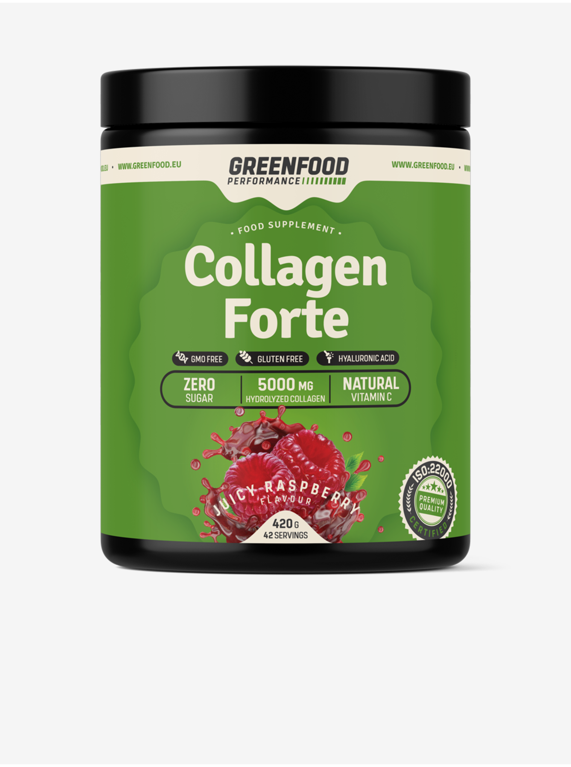 Levně Kolagenový nápoj GreenFood Nutrition Performance Collagen Forte Malina (420 g)