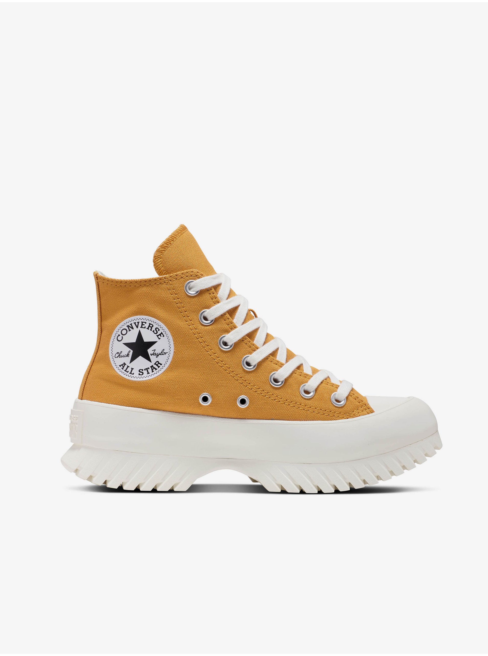 Levně Hořčicové dámské kotníkové tenisky na platformě Converse Chuck Taylor All Star Lugged 2.0