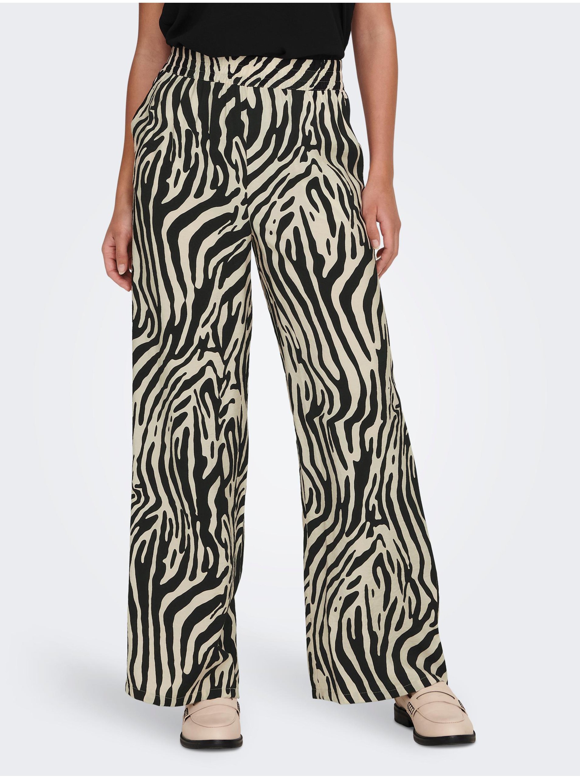 E-shop Čierno-béžové dámske vzorované nohavice JDY Camille