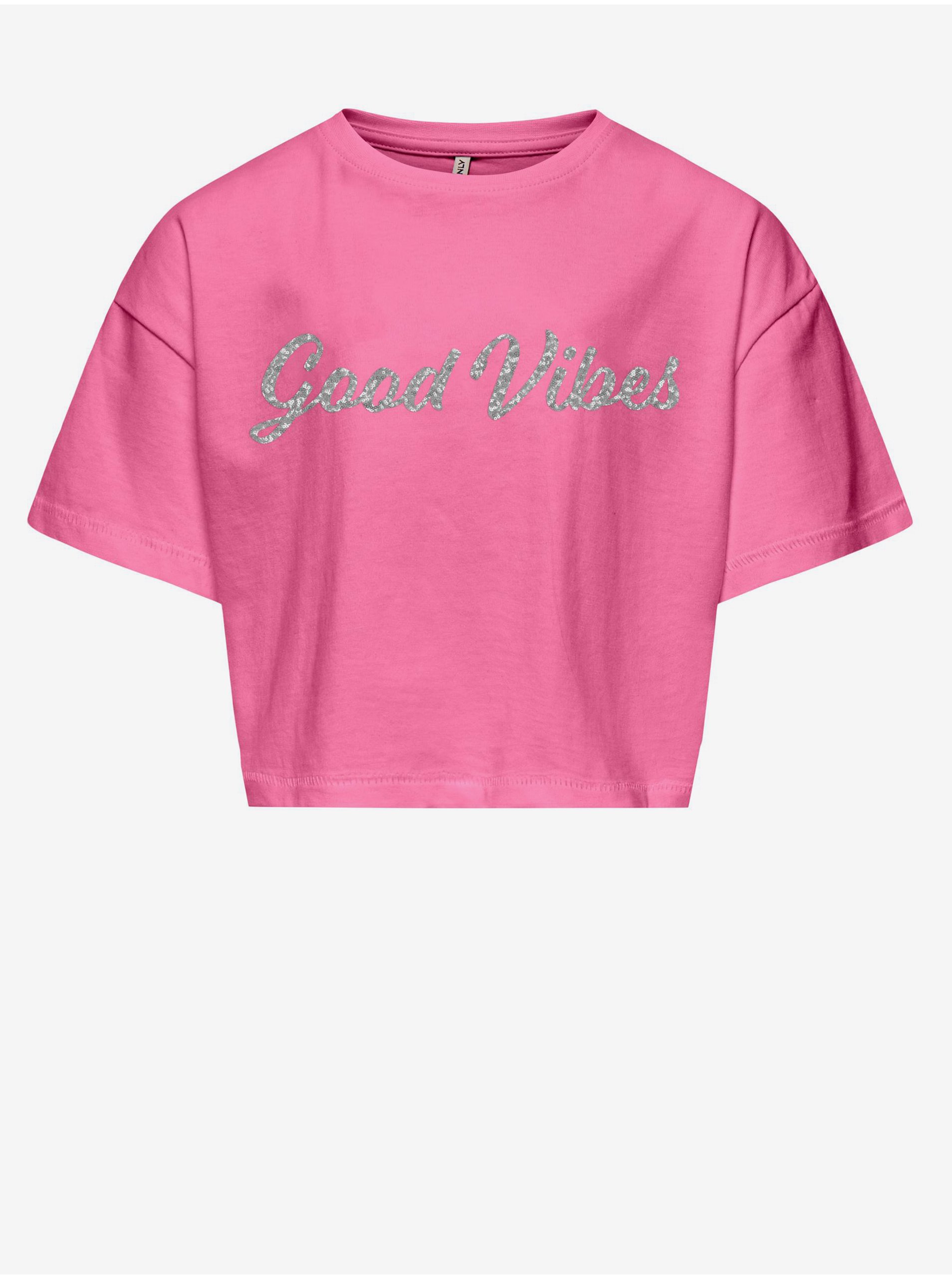 Levně Růžové holčičí tričko ONLY Livia