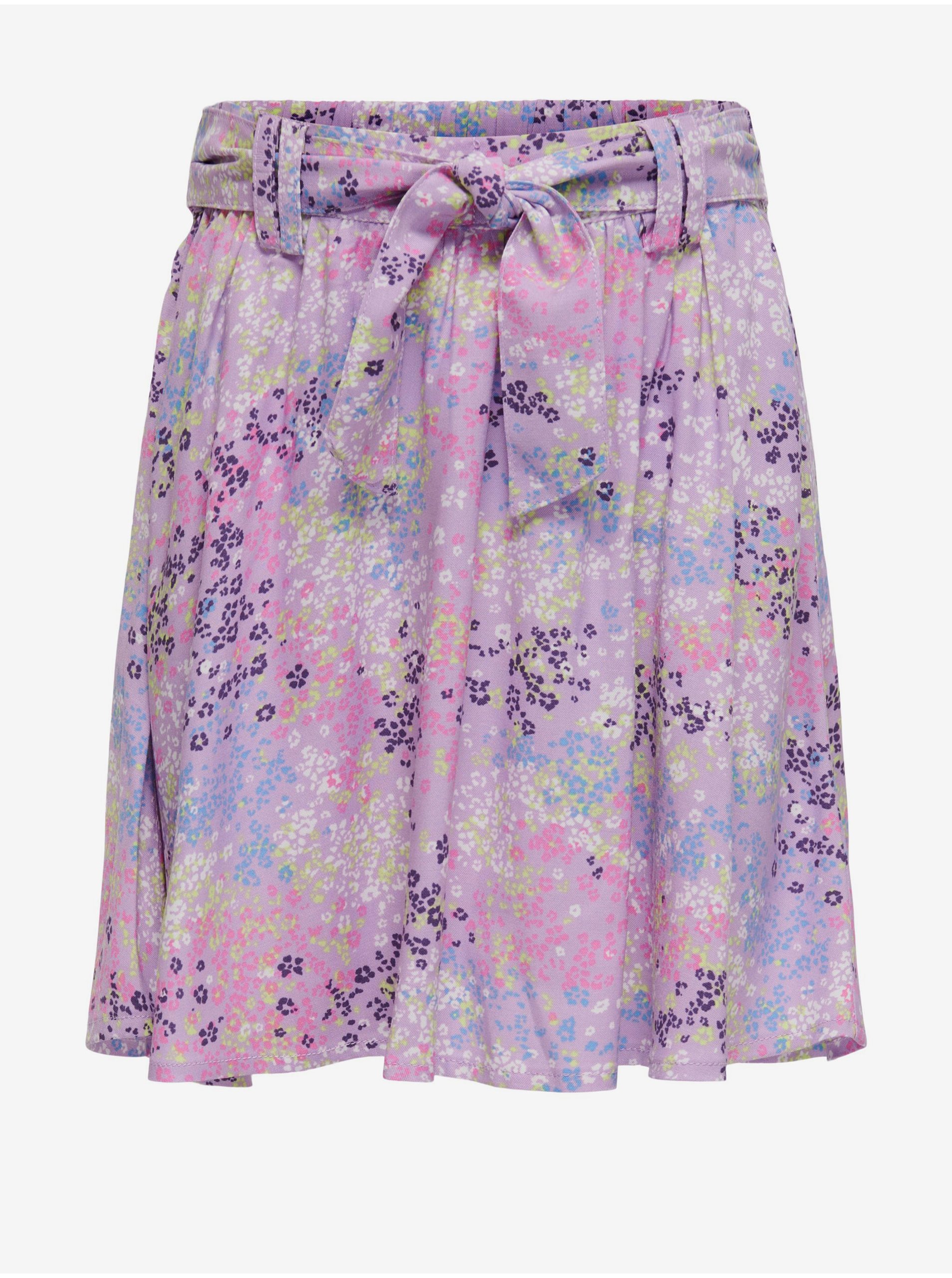 Lacno Svetlo fialová dievčenská kvetovaná sukňa ONLY Anna
