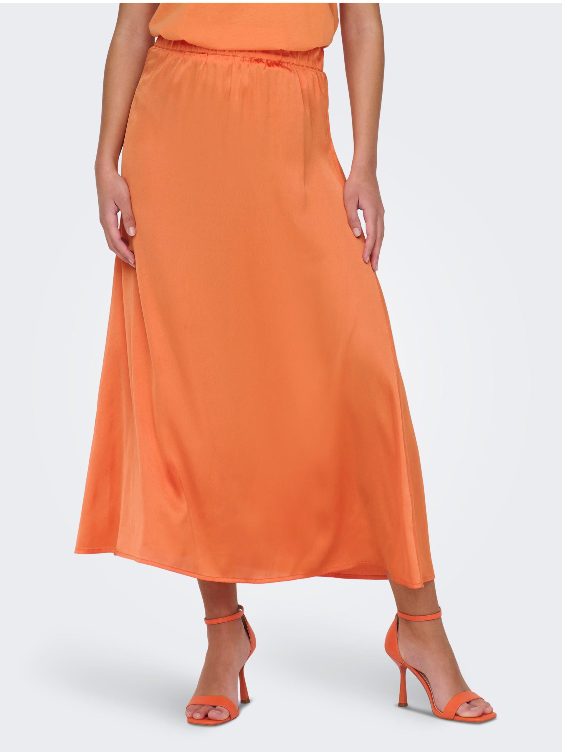 E-shop Oranžová dámska saténová maxi sukňa JDY Fifi